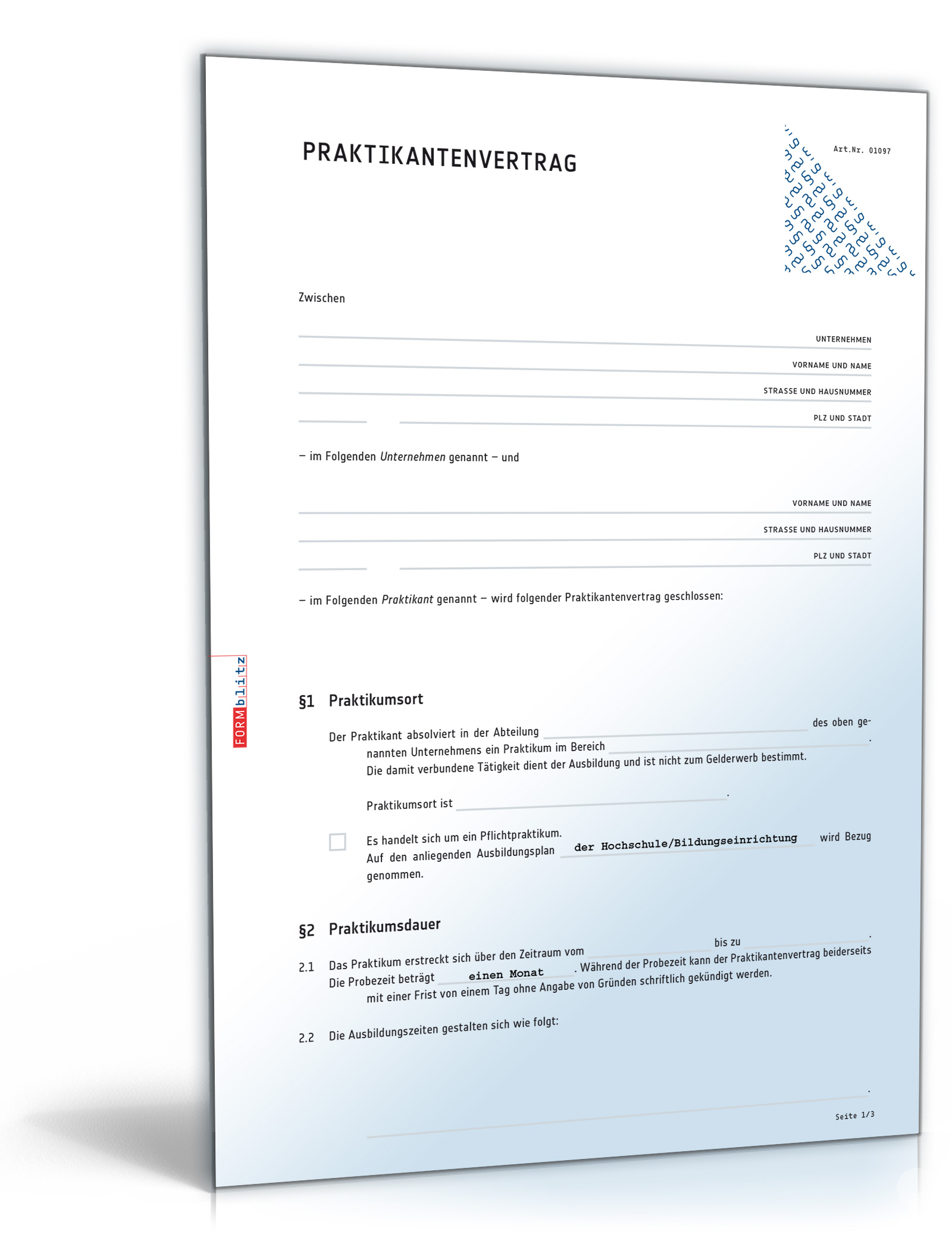 Praktikantenvertrag PDF