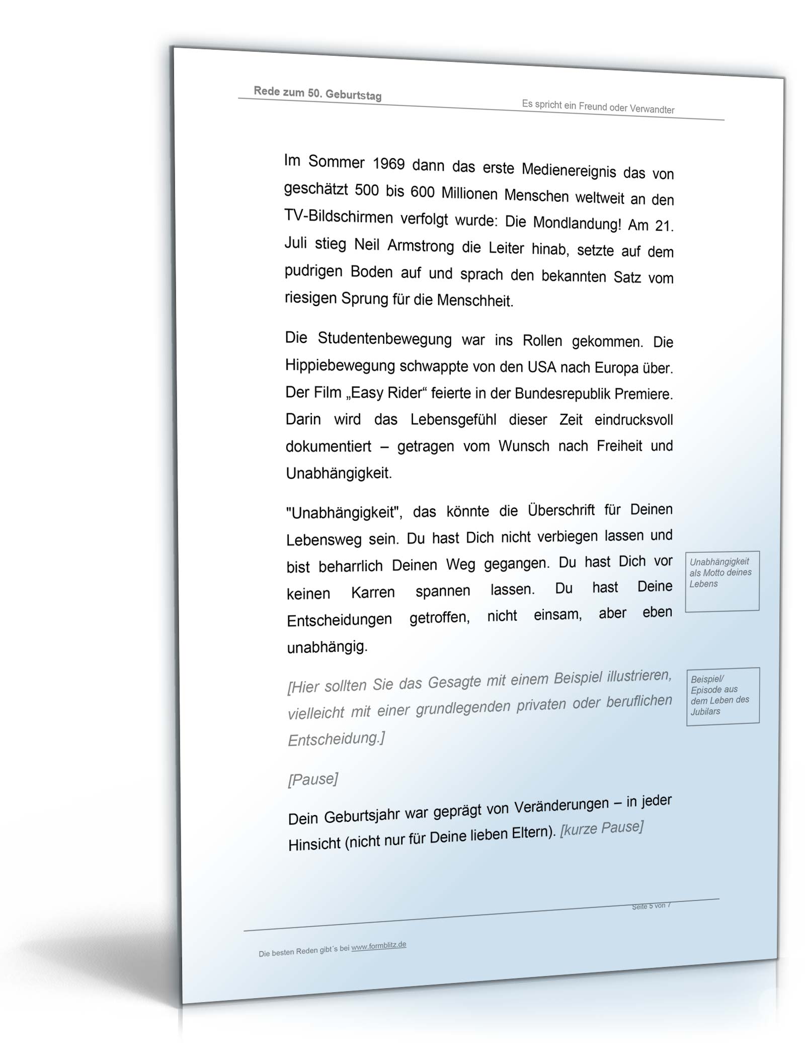 Musterrede 50. Geburtstag 2024 Word. Seite: 2