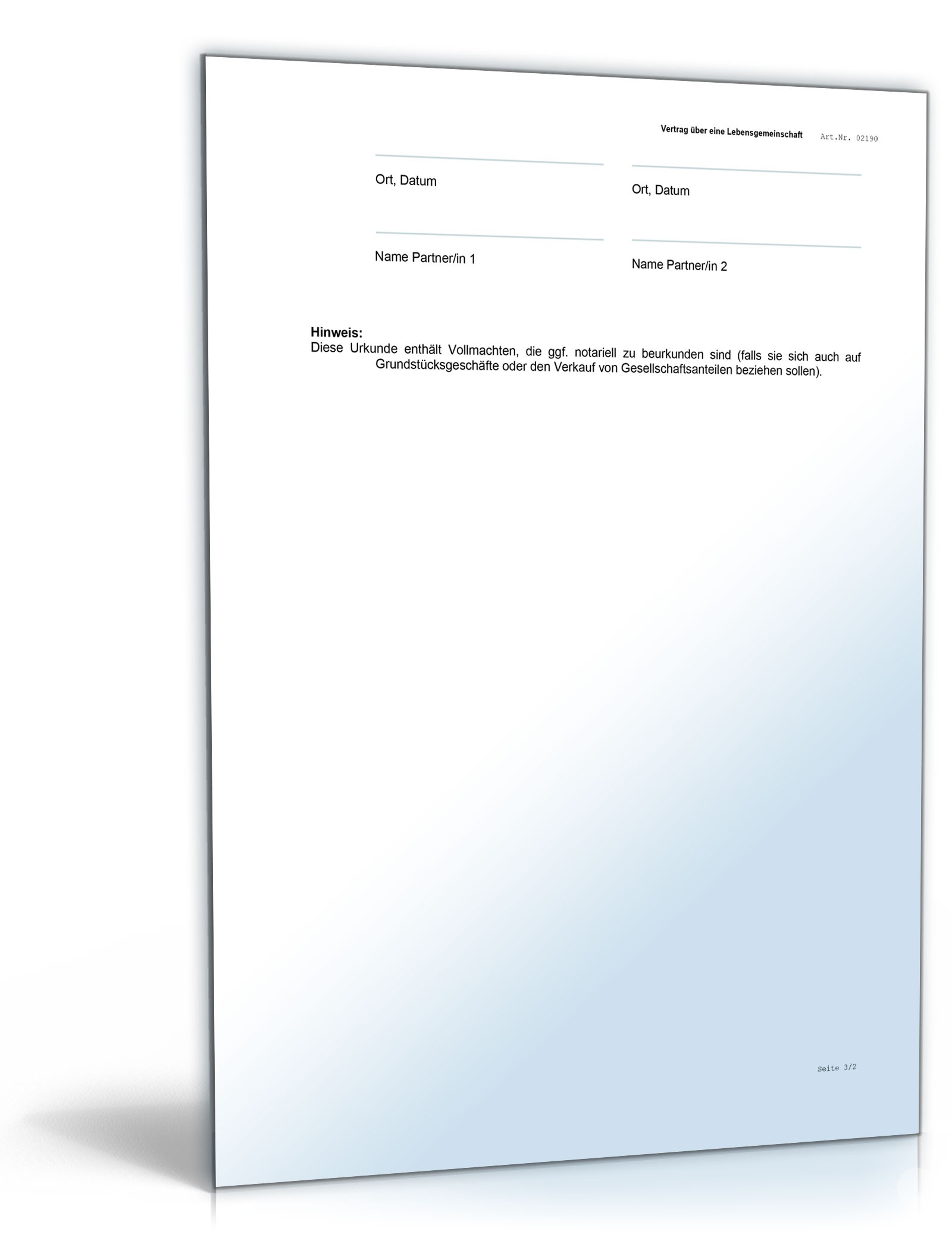 Vertrag nichteheliche Lebensgemeinschaft Word. Seite: 3