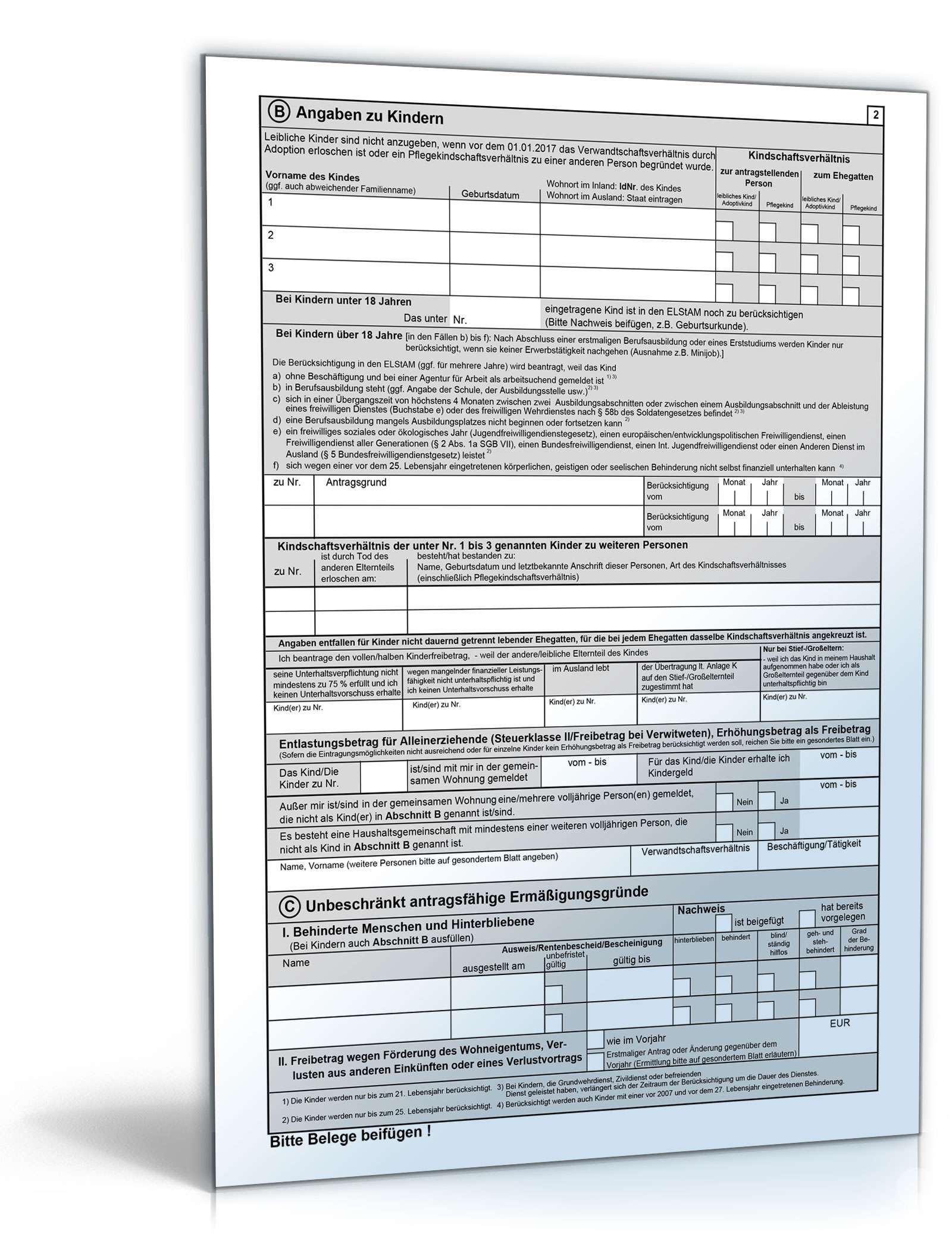 Antrag auf Lohnsteuer-Ermäßigung 2017 PDF. Seite: 2