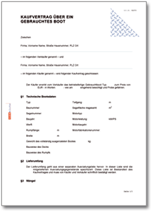 Kaufvertrag gebrauchtes Boot Word