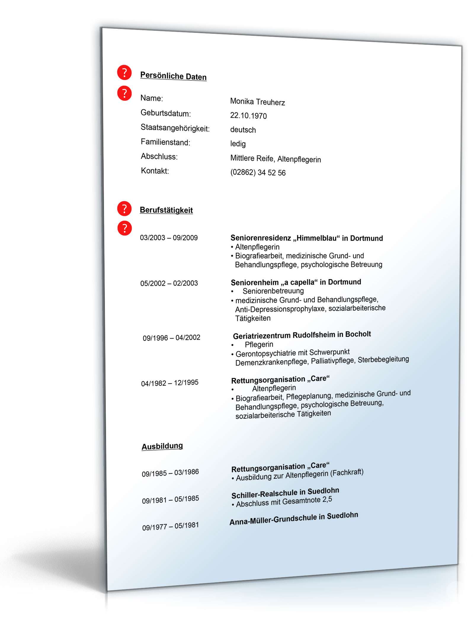 Lebenslauf Altenpfleger PDF. Seite: 2