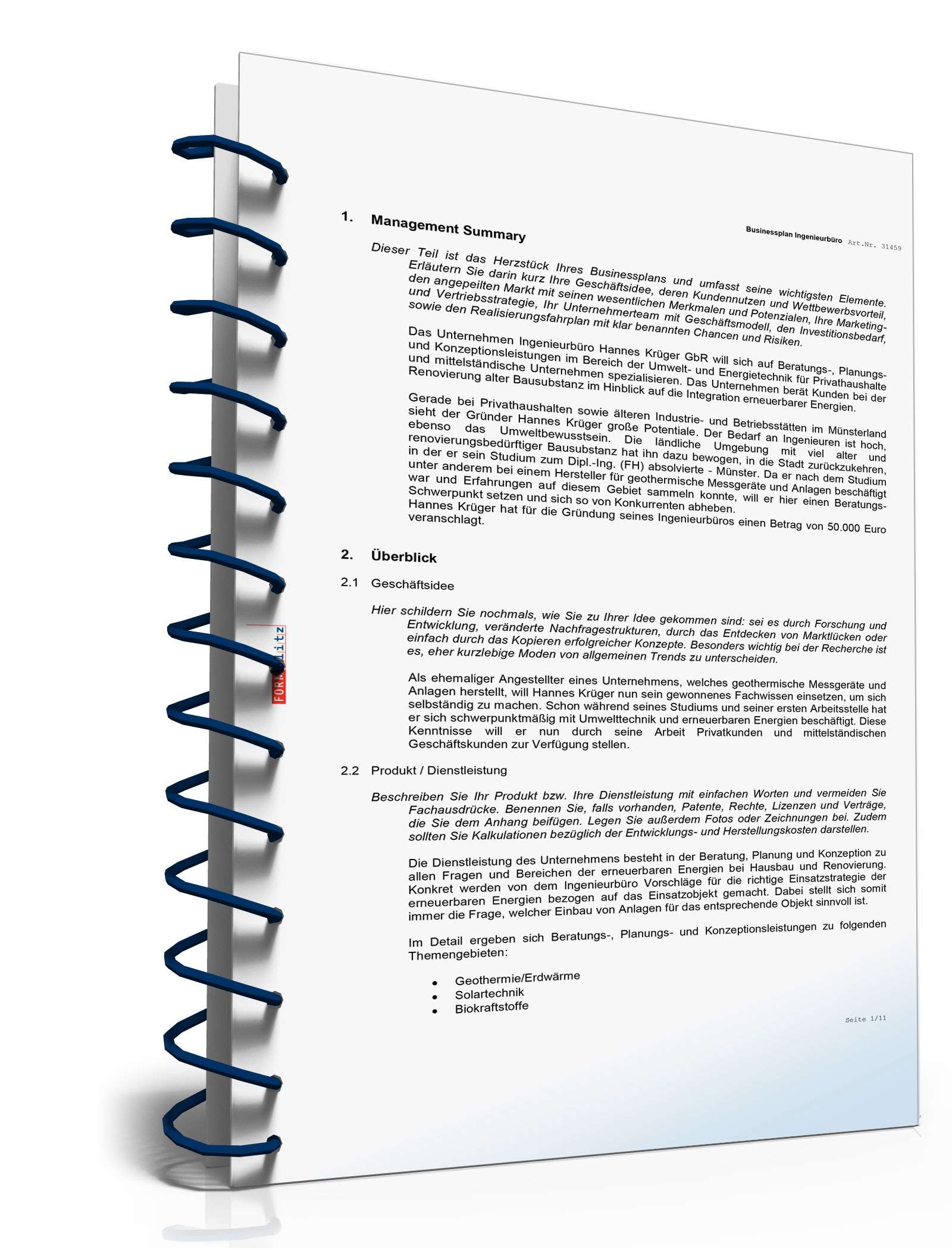 Businessplan Ingenieurbüro Excel. Seite: 3