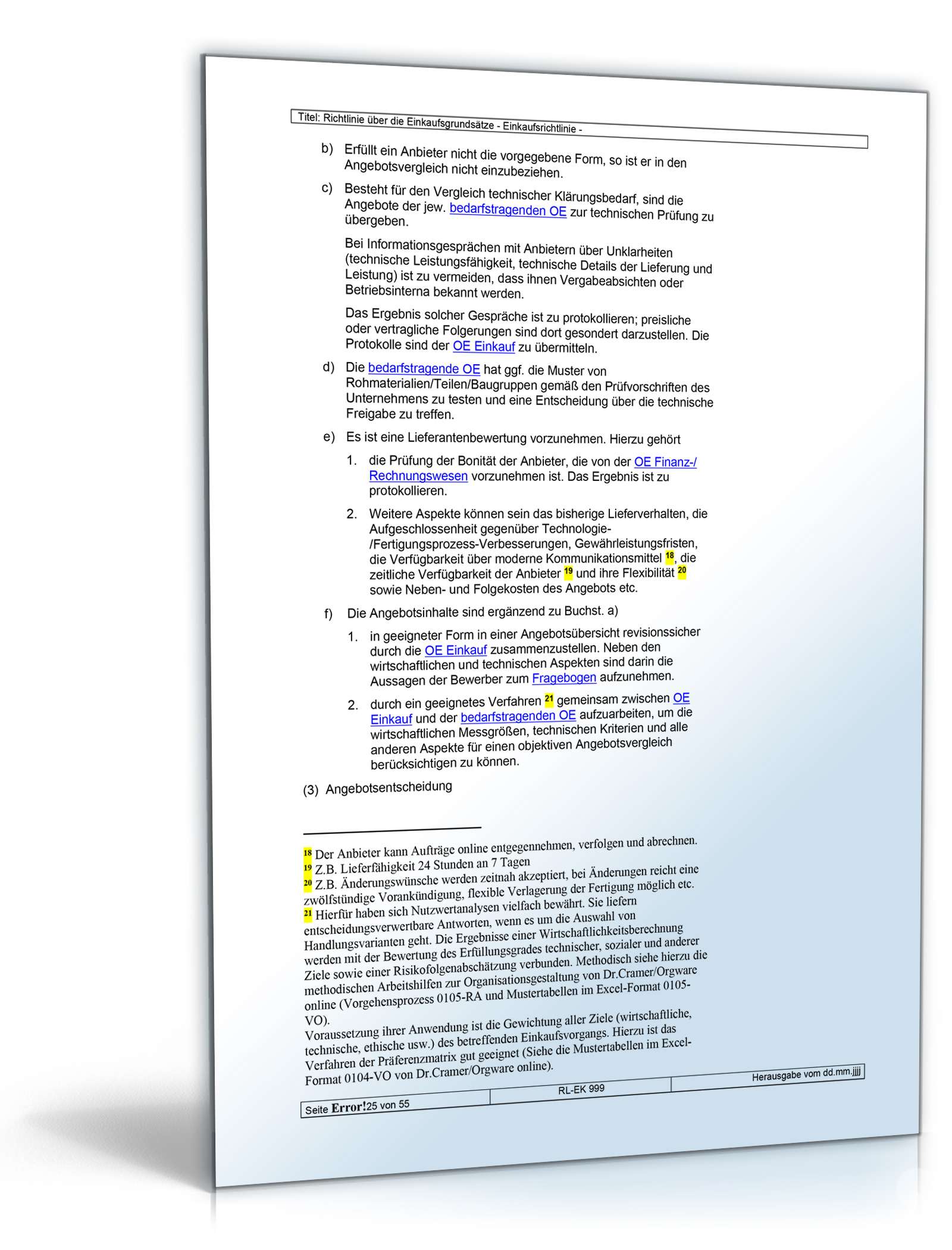 Richtlinien über die Einkaufsgrundsätze Word. Seite: 25