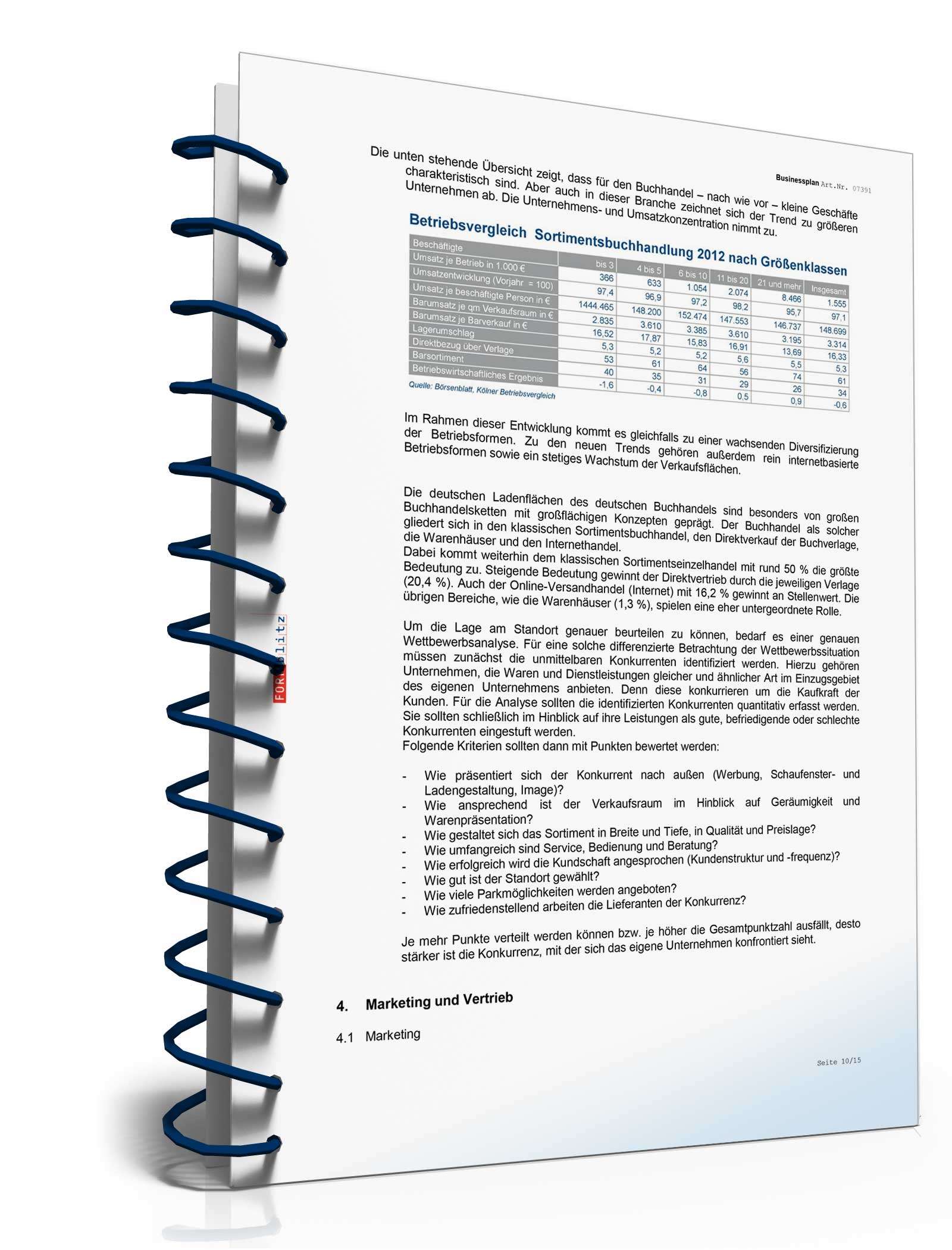 Businessplan Buchhandlung Excel. Seite: 10