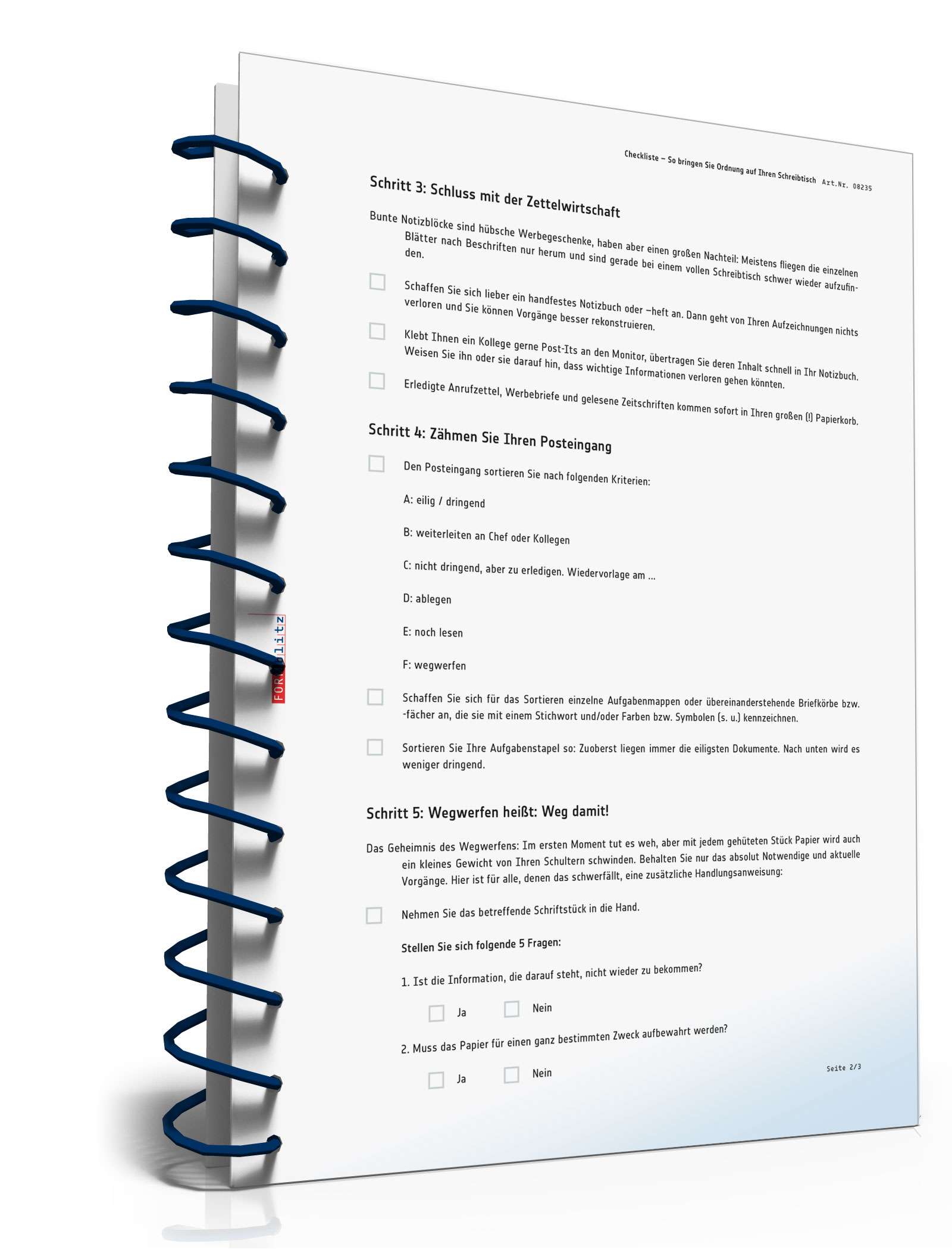 Checkliste Schreibtischordnung  PDF. Seite: 2