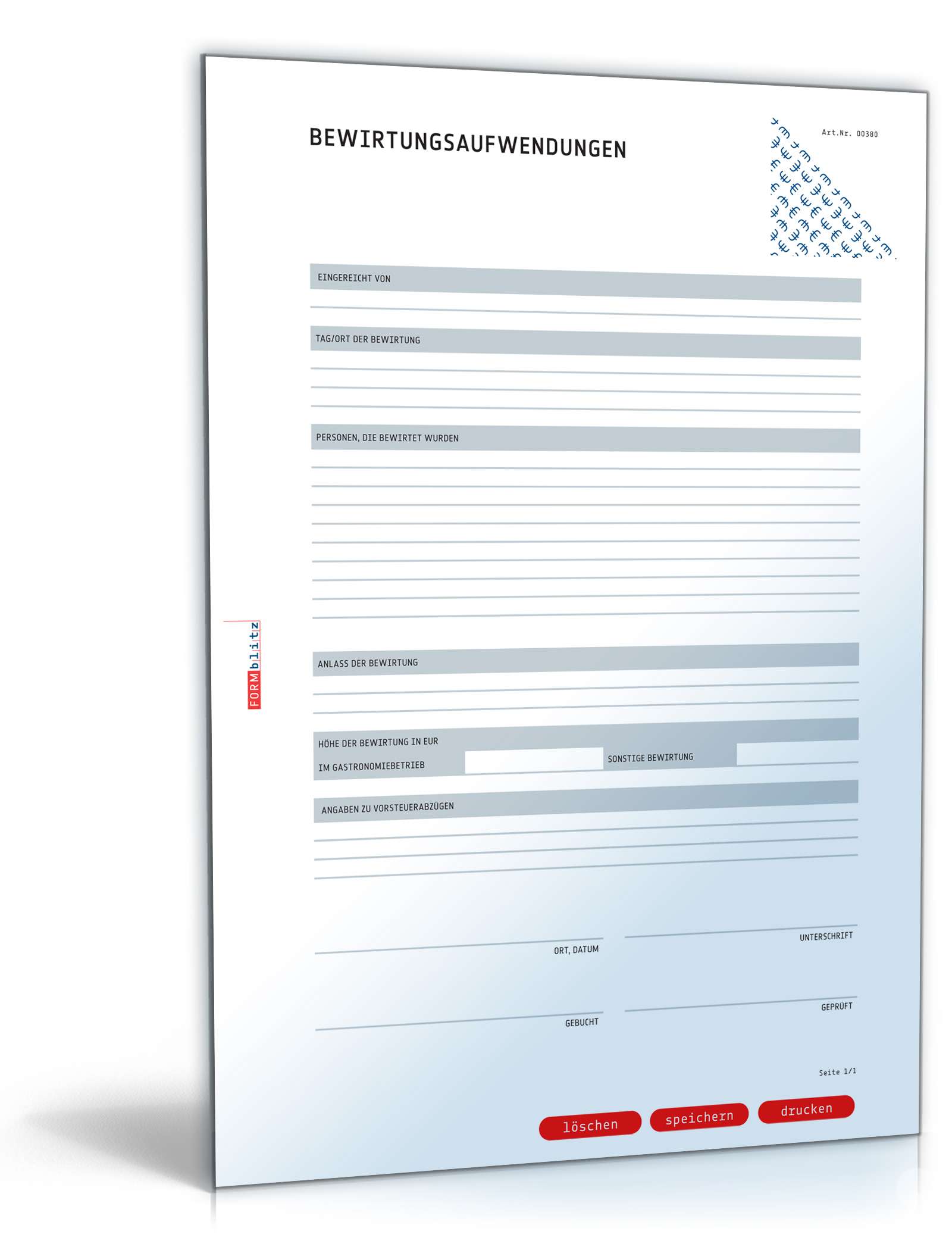 Beleg für Bewirtungsaufwendungen PDF