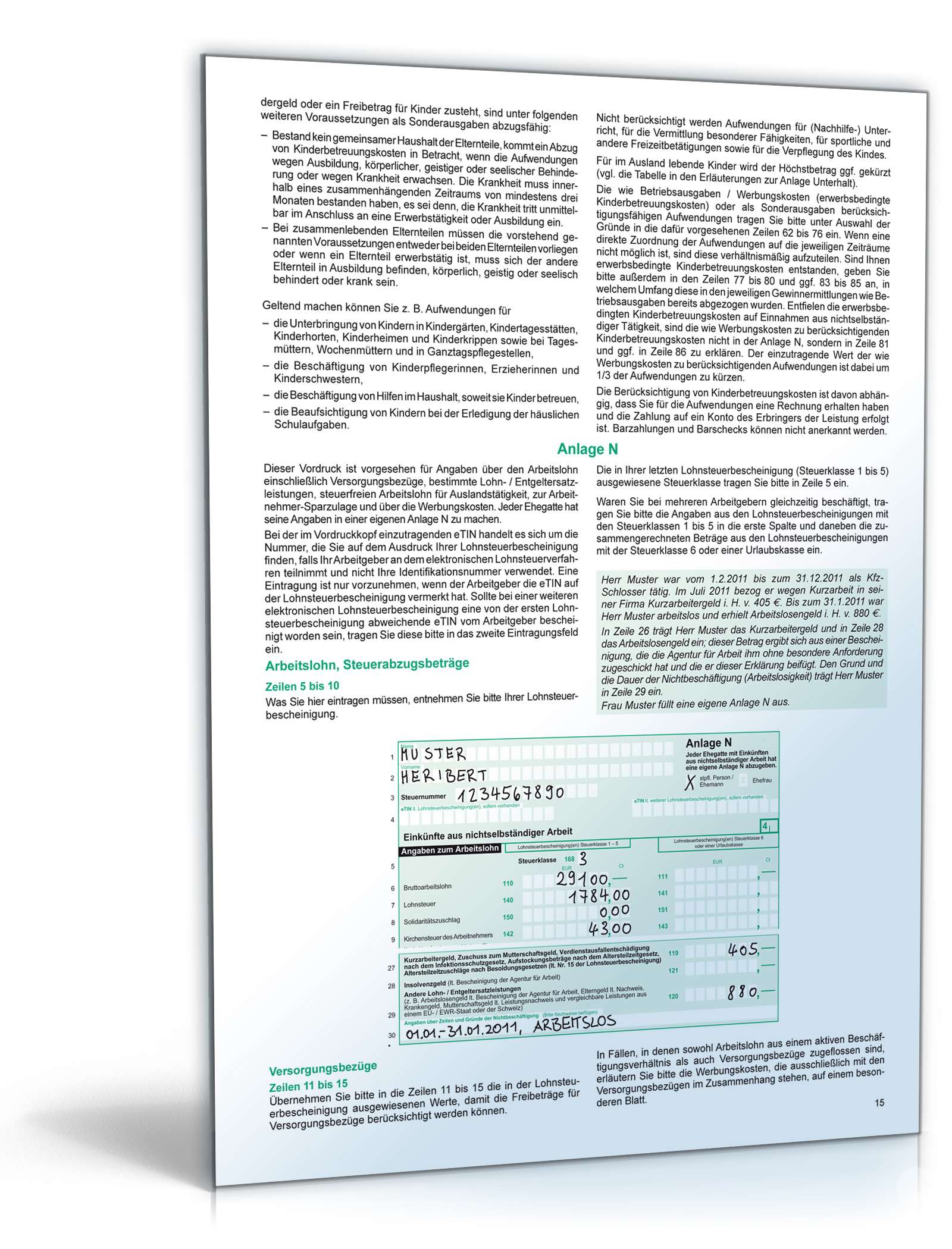 Anleitung zur Einkommensteuererklärung 2011 PDF. Seite: 15