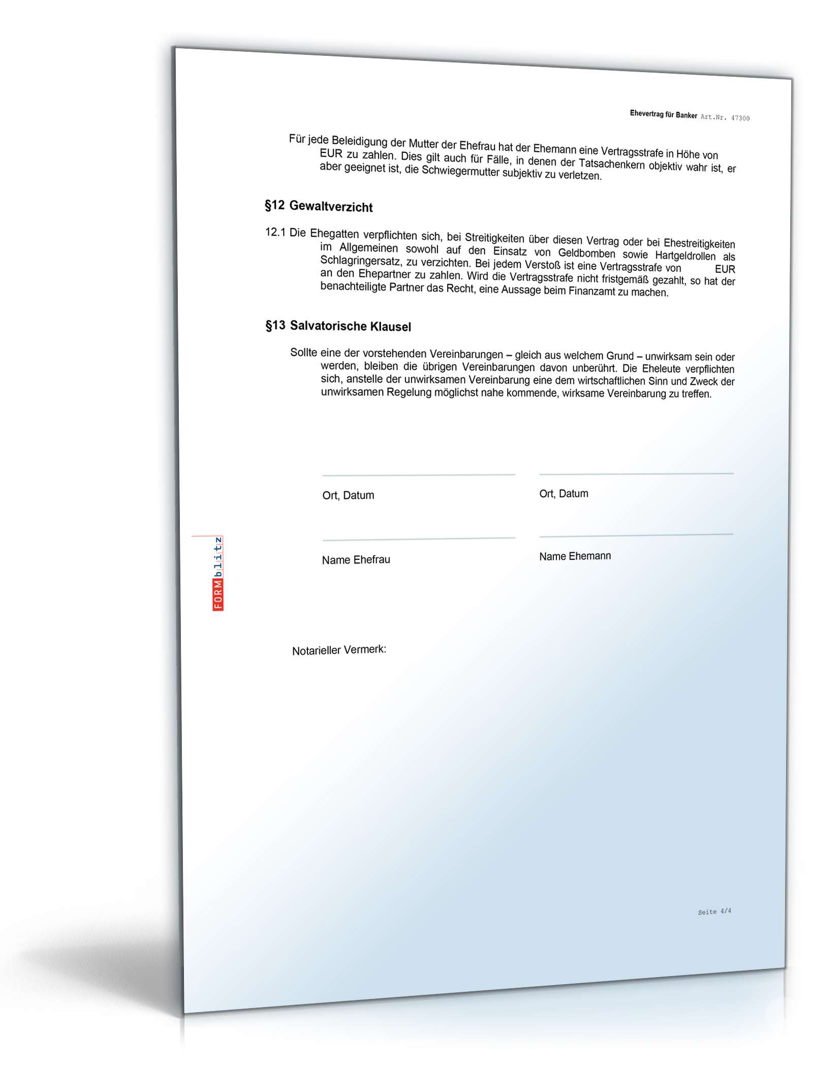 Ehevertrag Banker Fun-Vertrag Word. Seite: 4