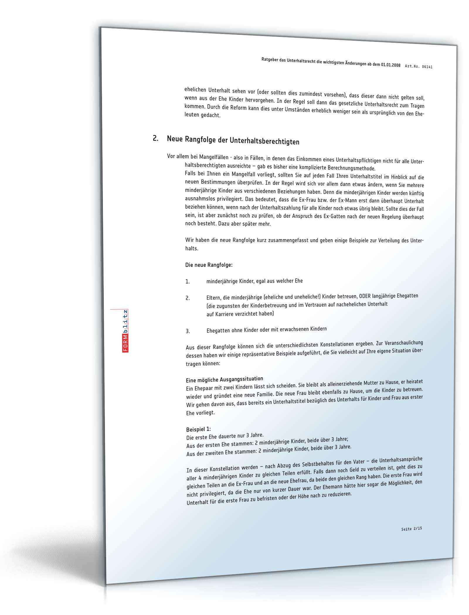 Ehevertrag nachehelicher Unterhalt inkl. Ratgeber Excel. Seite: 6