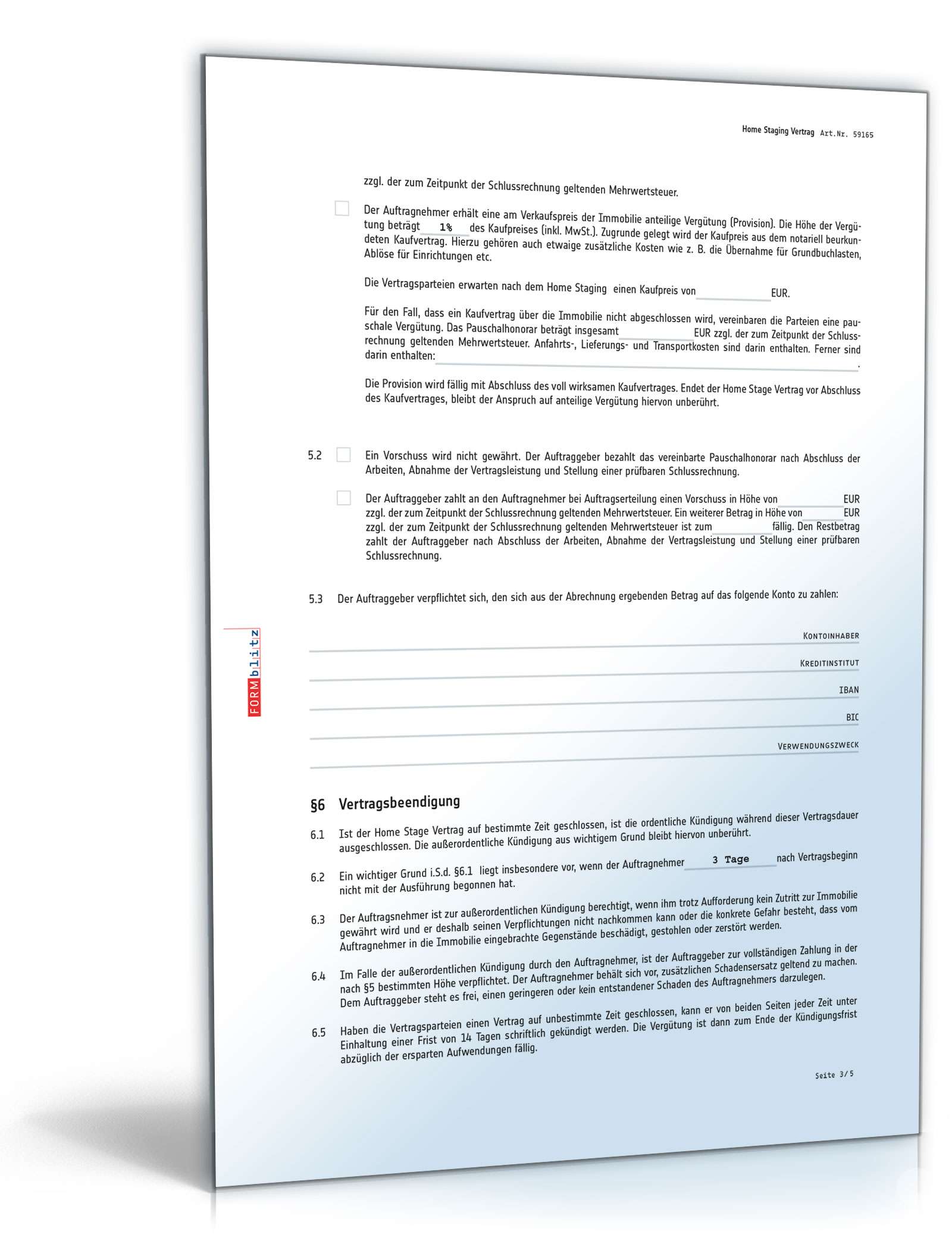 Home Staging Vertrag  Excel. Seite: 3