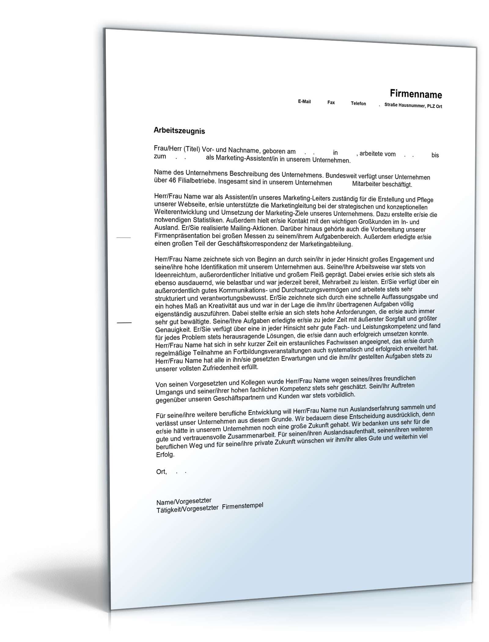 Arbeitszeugnis Marketing-Assistent Excel. Seite: 4