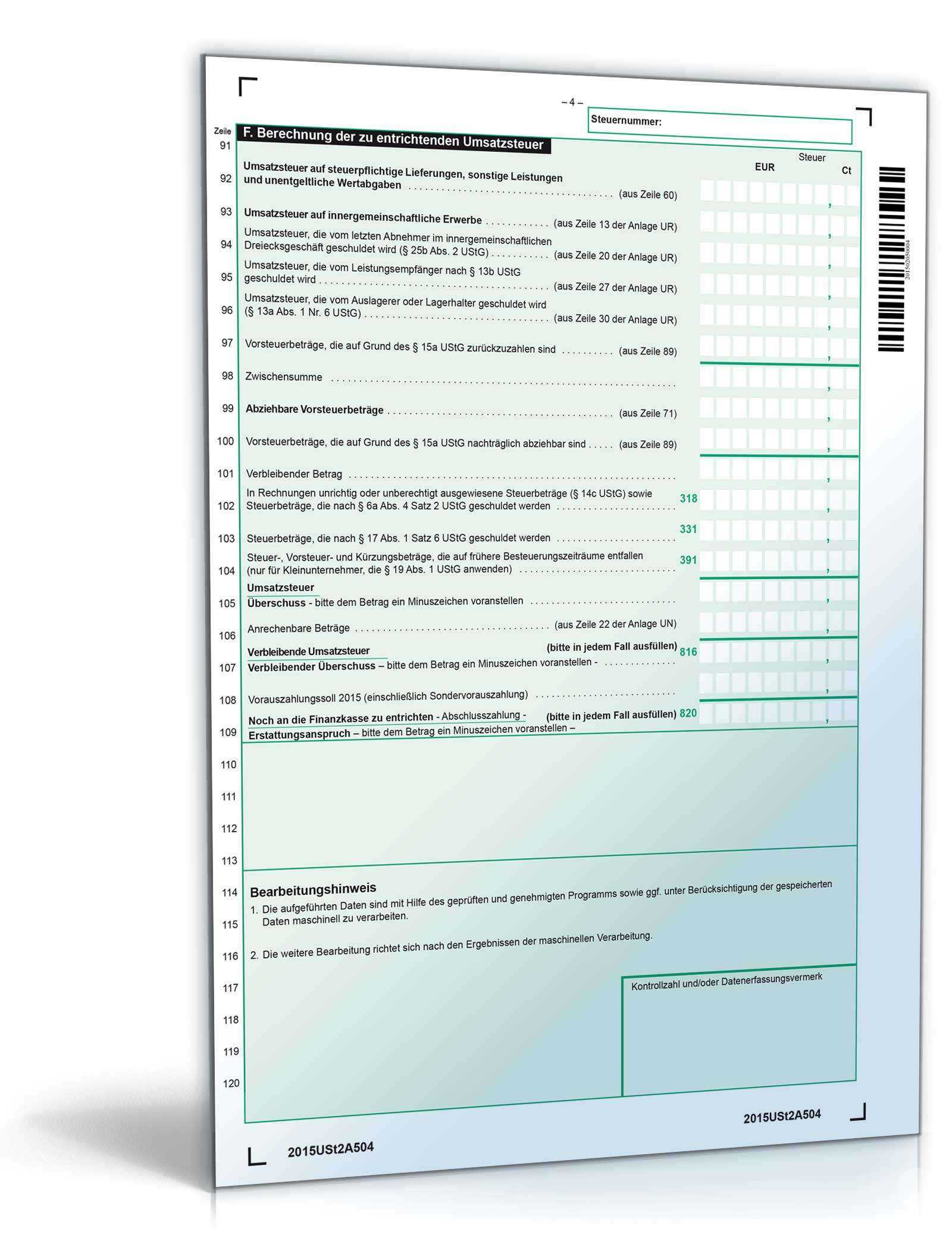 Umsatzsteuererklärung 2015 PDF. Seite: 4