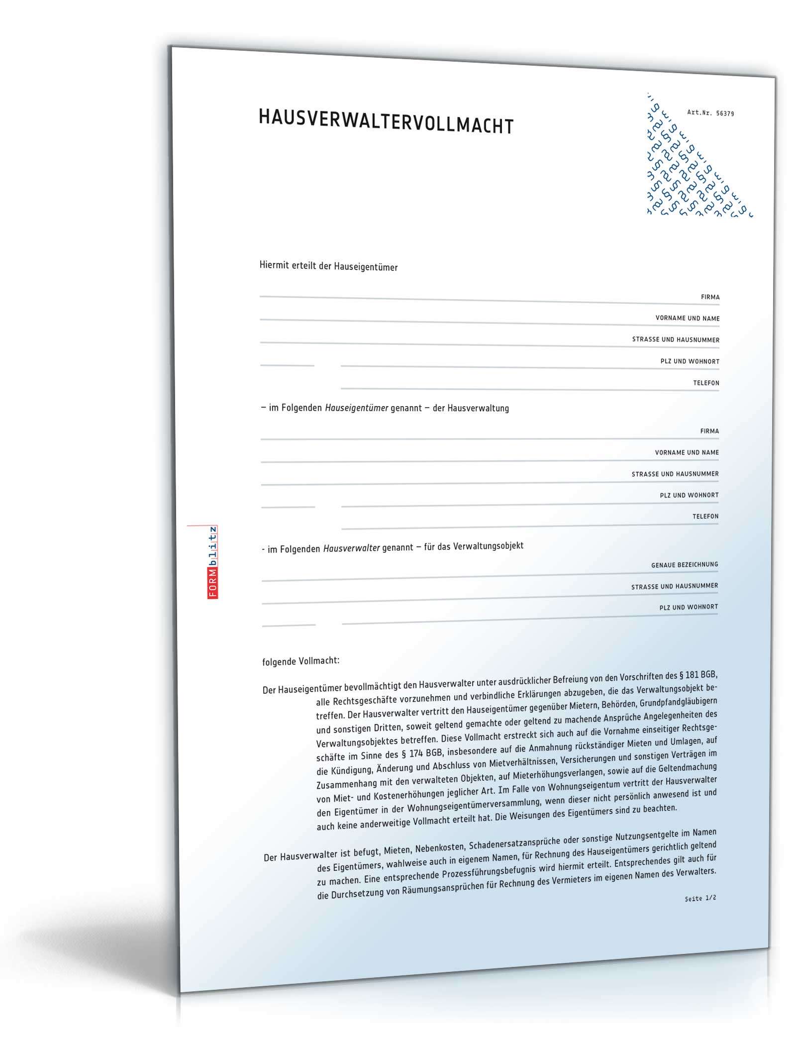 Hausverwaltervollmacht  PDF