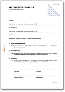 Vertrag über Einbauten in Mietwohnung Word