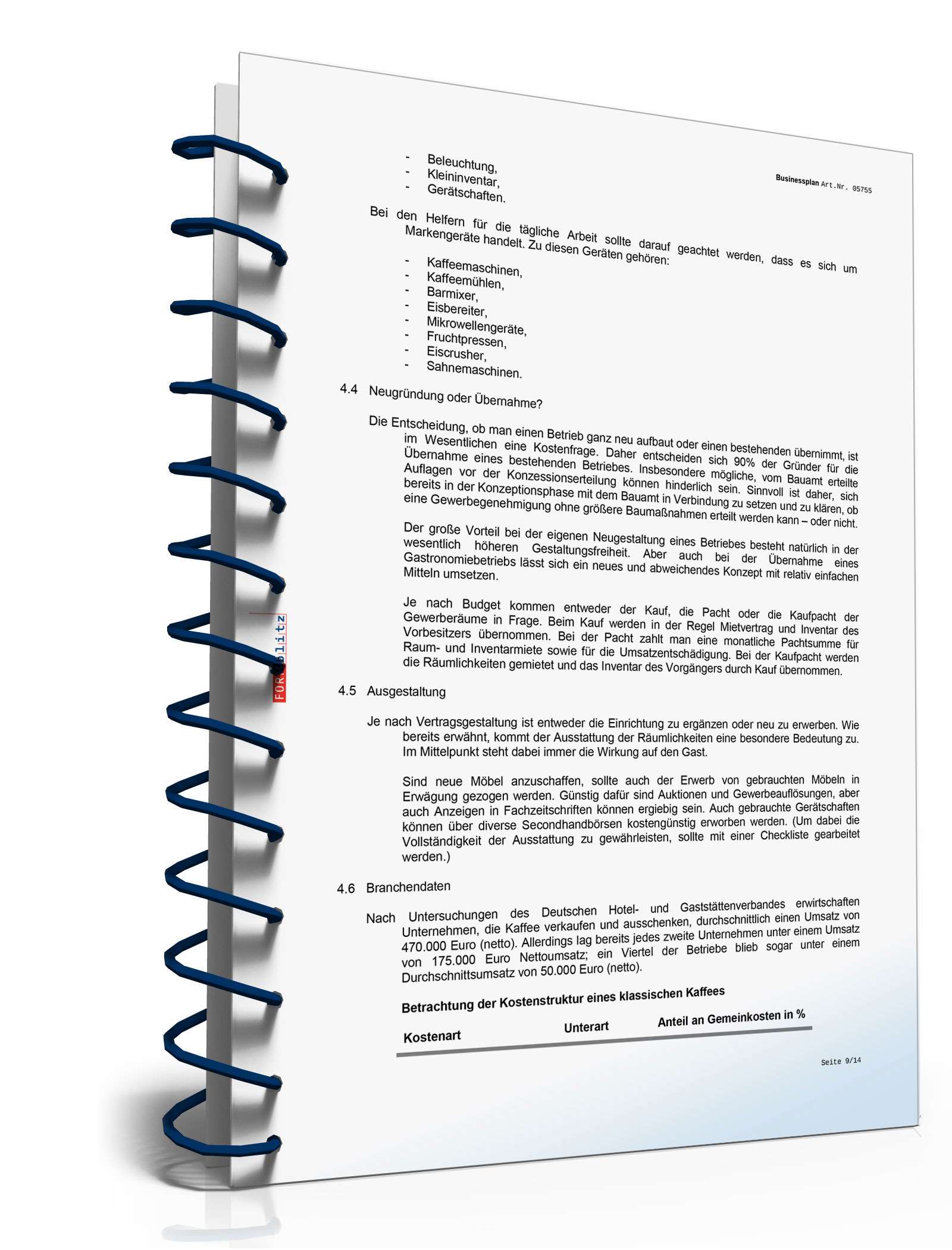 Businessplan Café Excel. Seite: 14