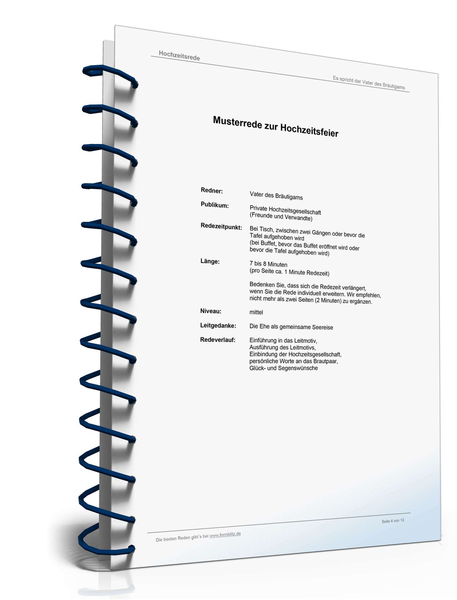 Hochzeitsrede Vater des Bräutigams zur Hochzeitsfeier Word. Seite: 4