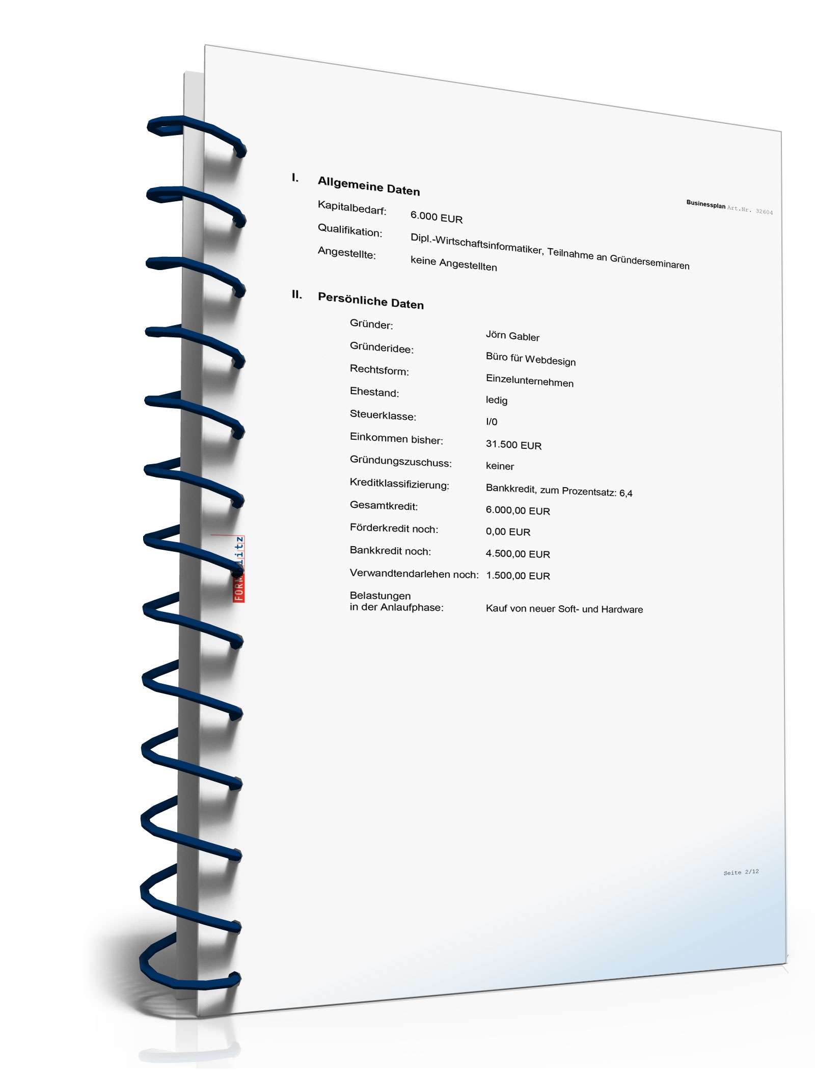 Businessplan Webdesign Excel. Seite: 2