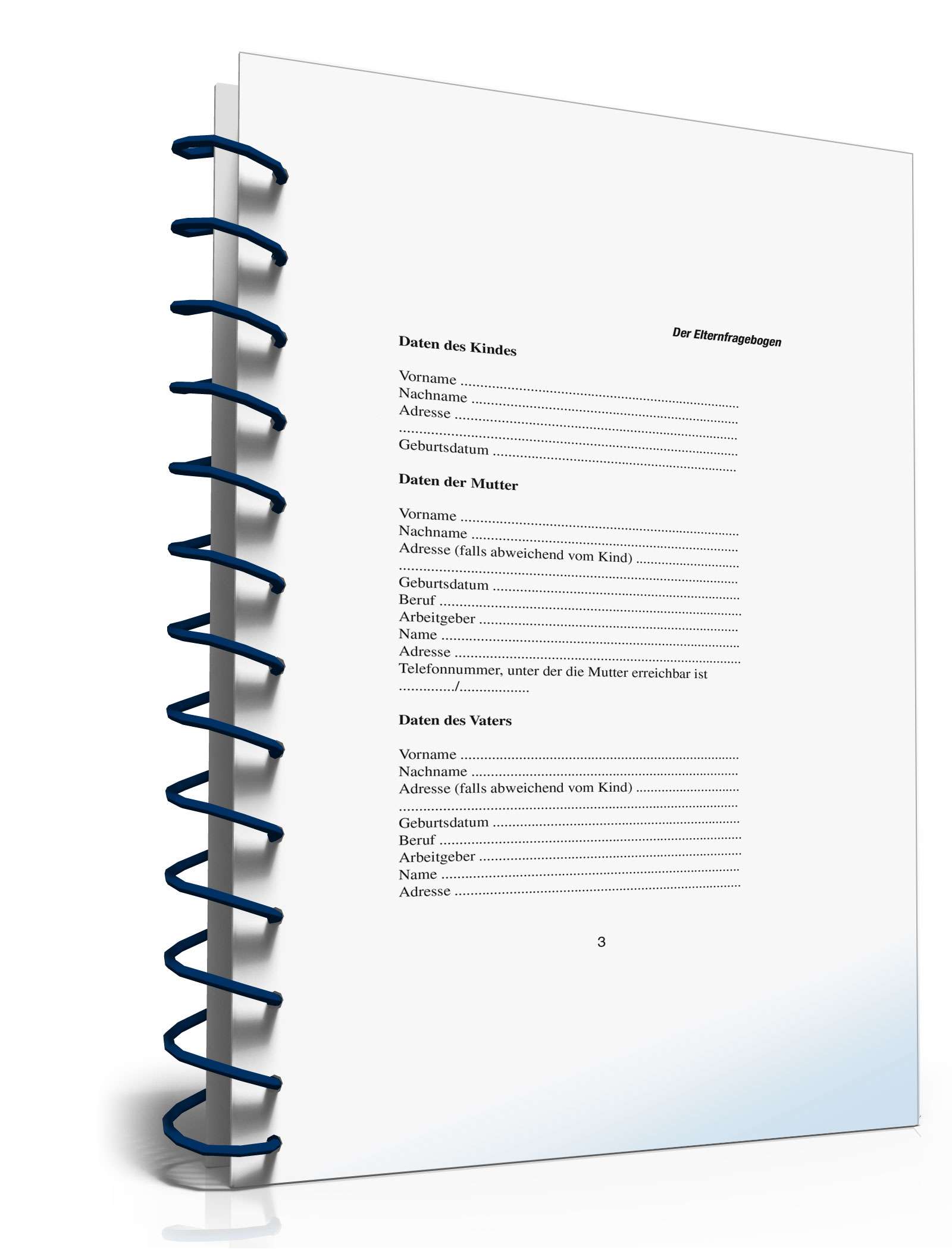 Elternfragebogen Kinderbetreuung PDF. Seite: 3