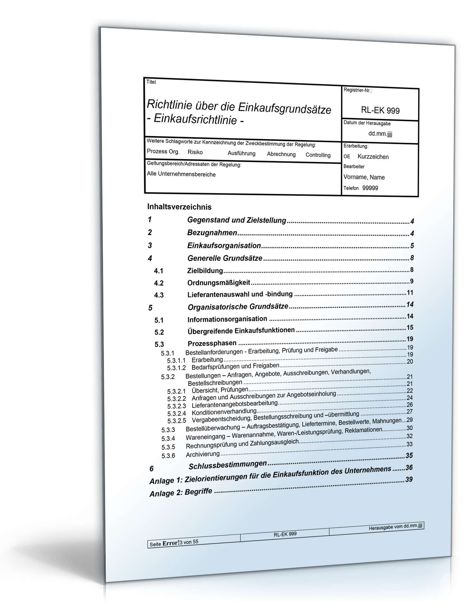 Richtlinien über die Einkaufsgrundsätze Word. Seite: 3