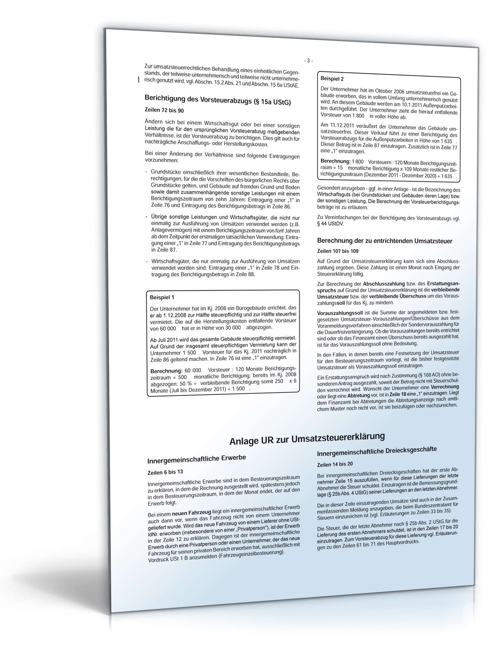 Anlagen zur Umsatzsteuererklärung 2011 PDF. Seite: 7