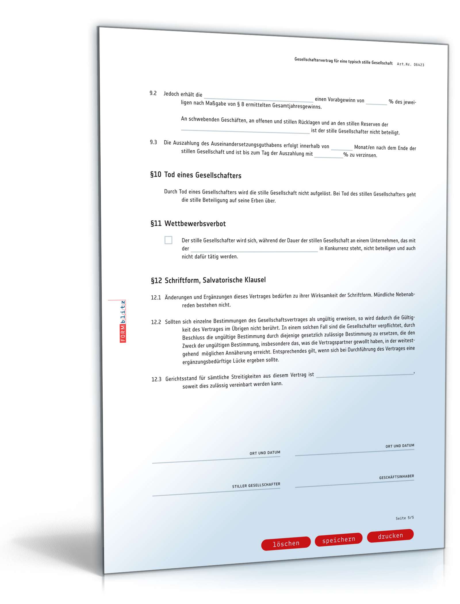 Gesellschaftsvertrag stille Beteiligung PDF. Seite: 5