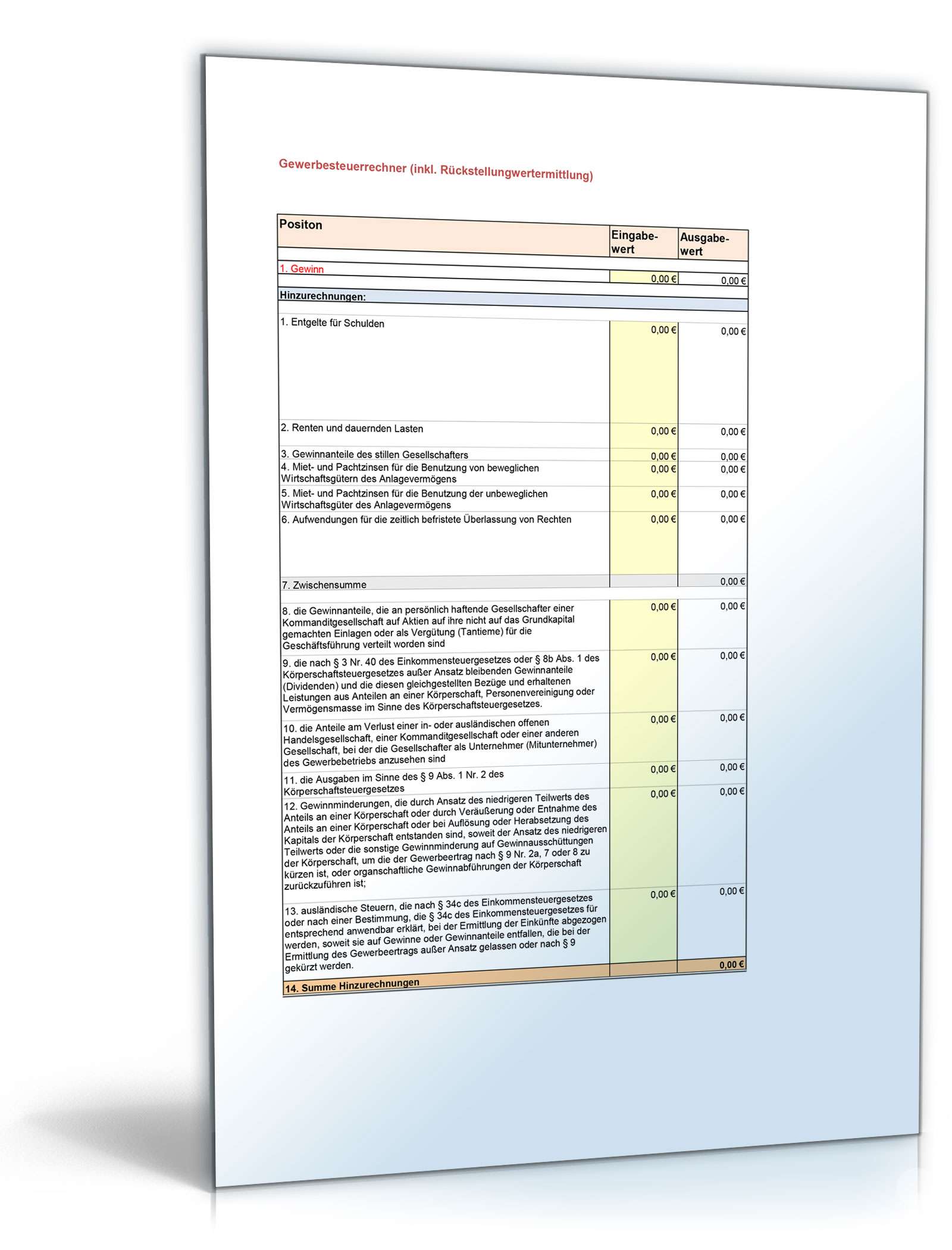 Rückstellungsrechner XL Excel. Seite: 8