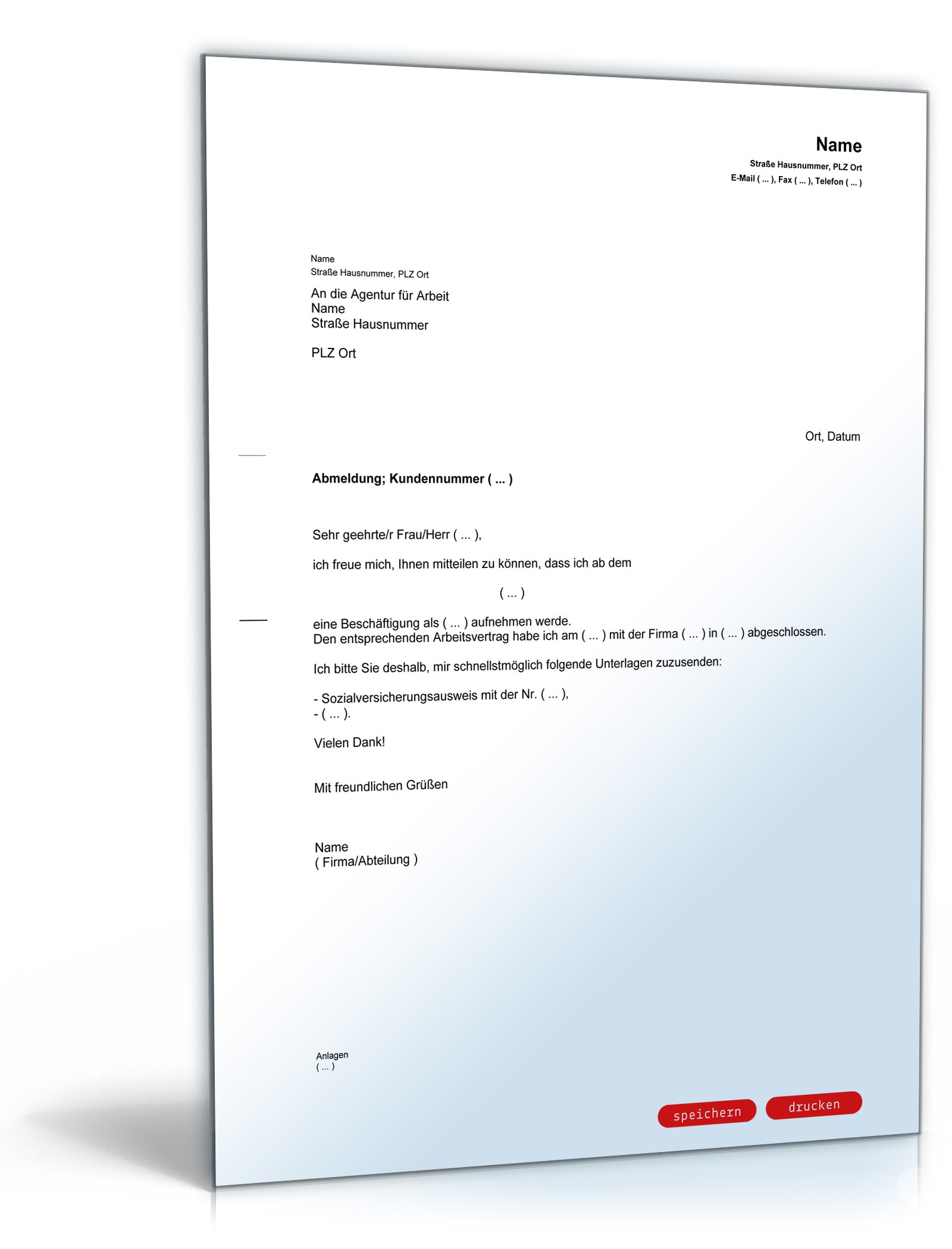 Veränderungsmitteilung Arbeitsagentur PDF