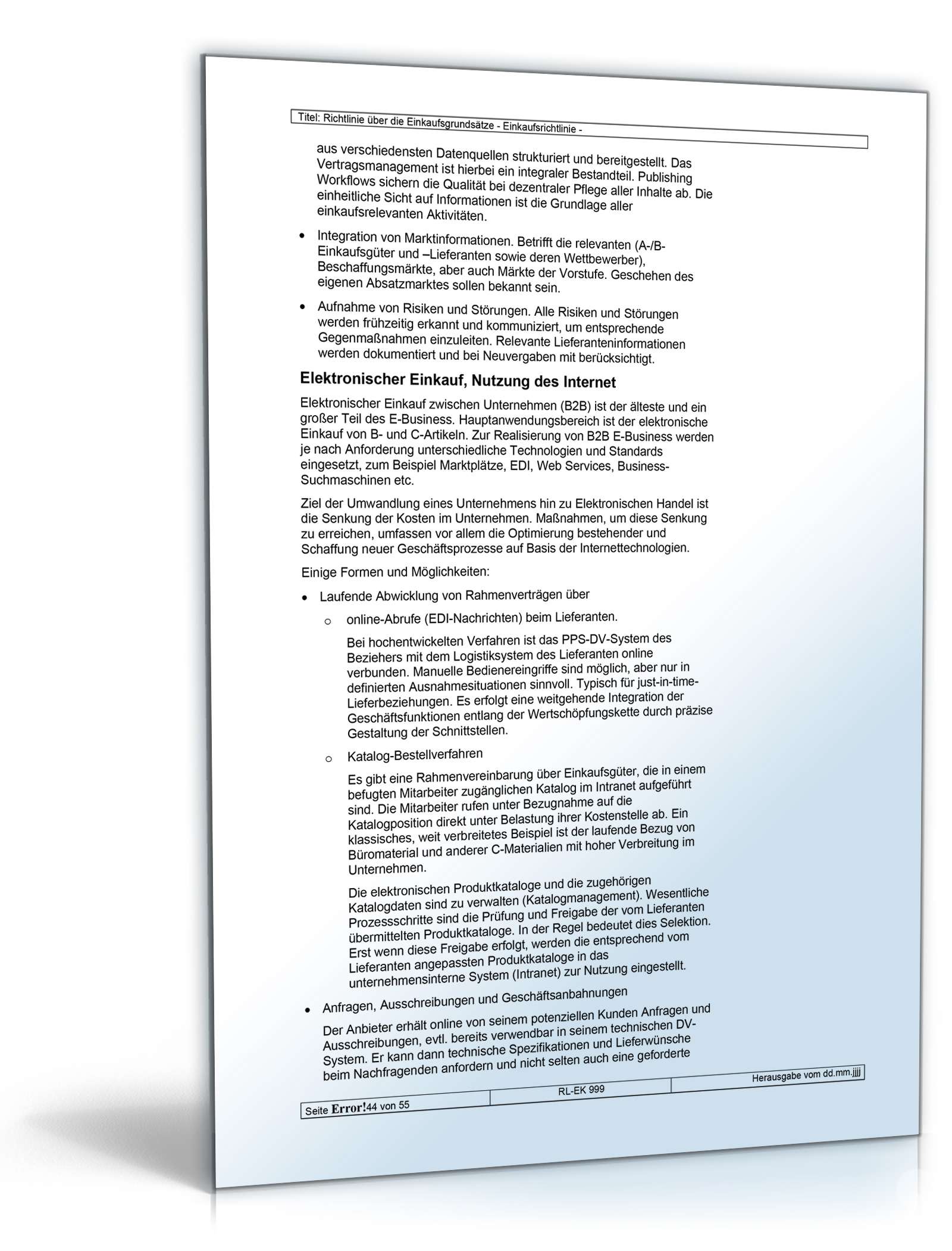 Richtlinien über die Einkaufsgrundsätze Word. Seite: 44