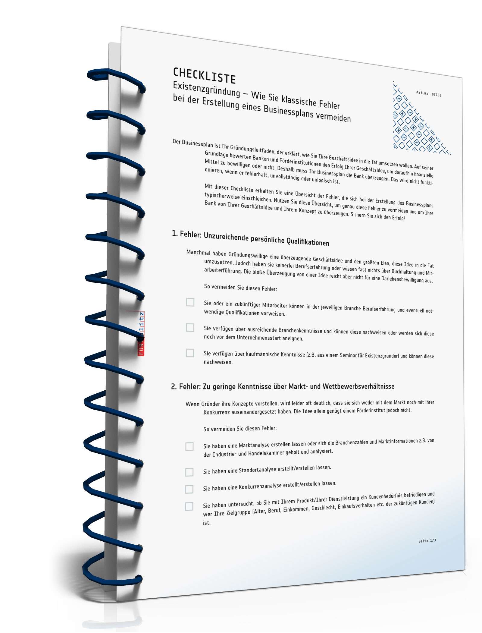 Checkliste Businessplan PDF