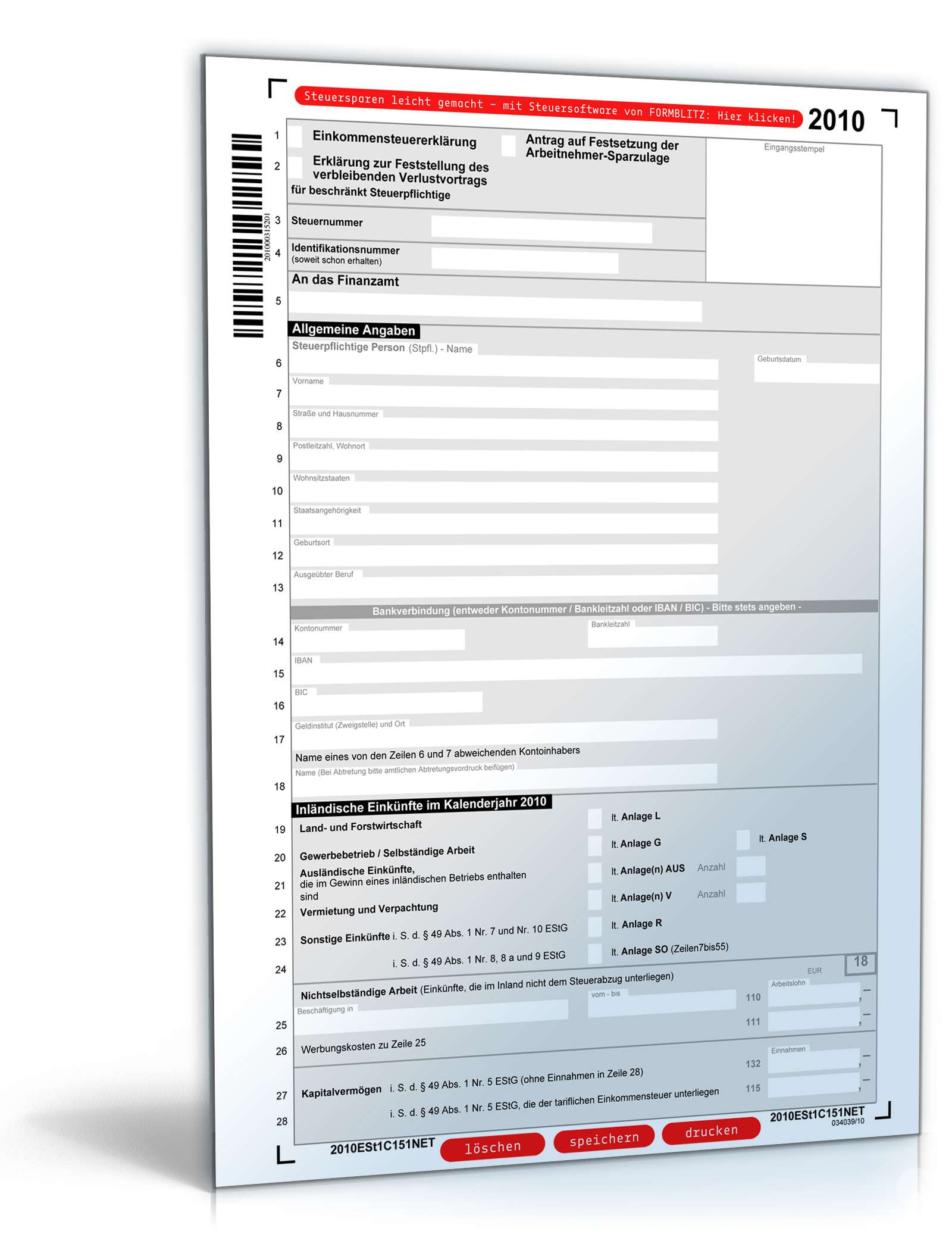 Einkommensteuererklärung beschränkt Steuerpflichtige 2010 PDF