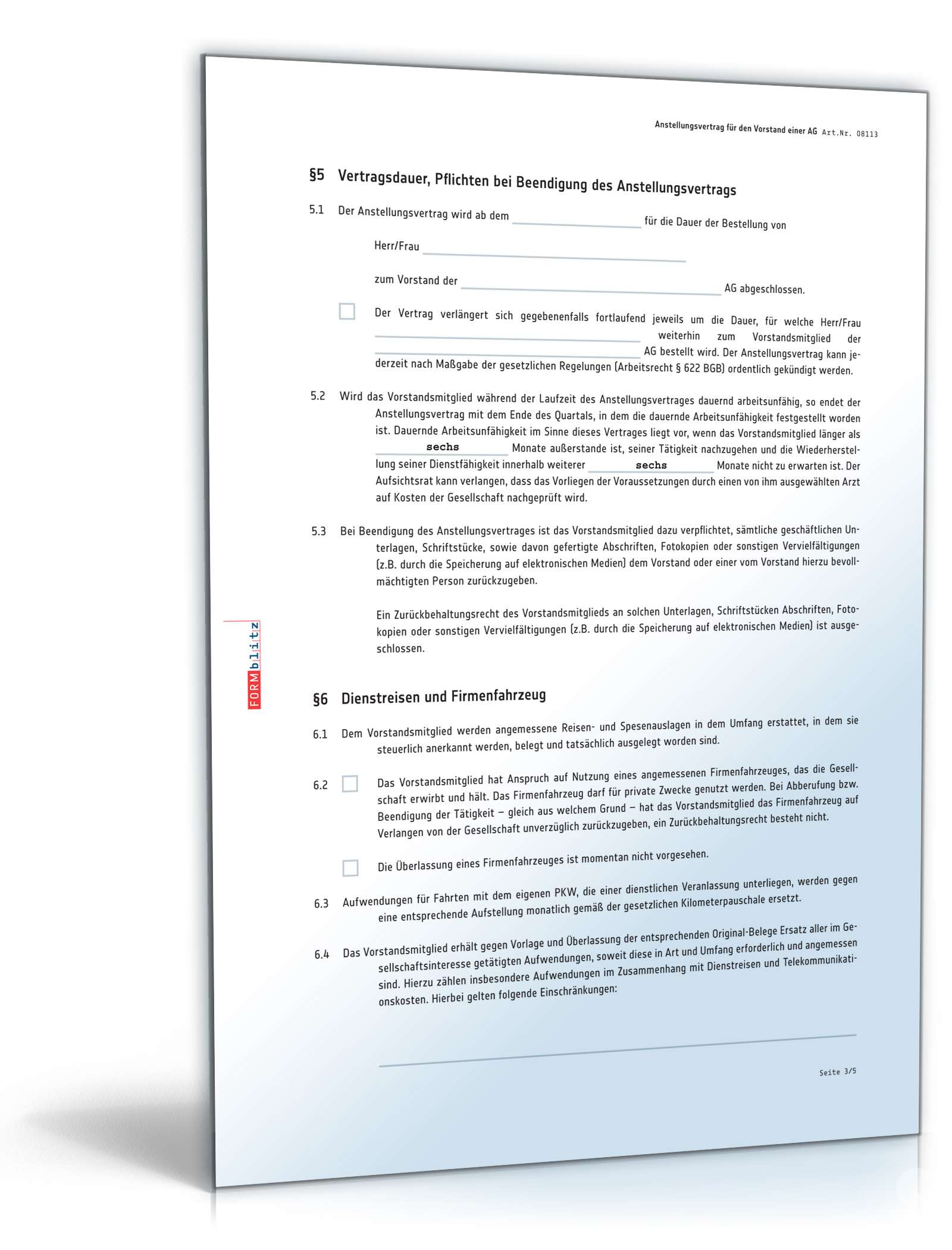 Anstellungsvertrag für den Vorstand einer Aktiengesellschaft PDF. Seite: 3