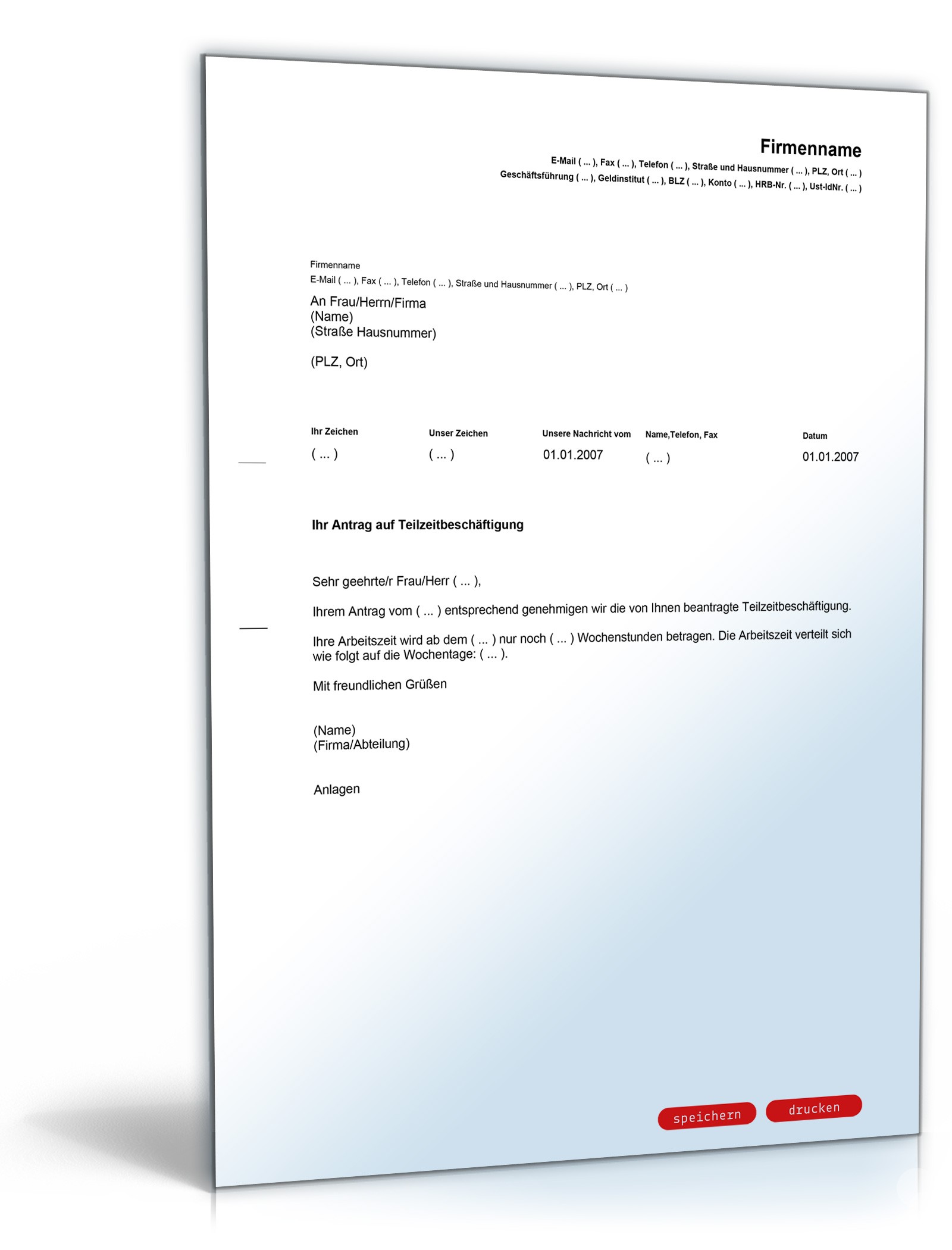 Bewilligung von Teilzeitarbeit PDF