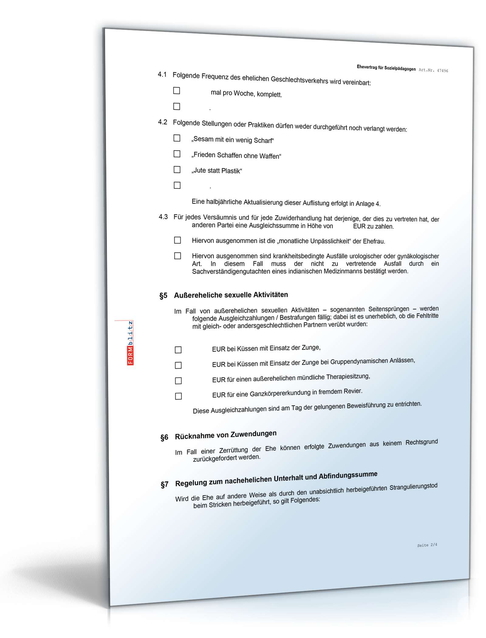 Ehevertrag Sozialpädagoge Fun-Vertrag Word. Seite: 2