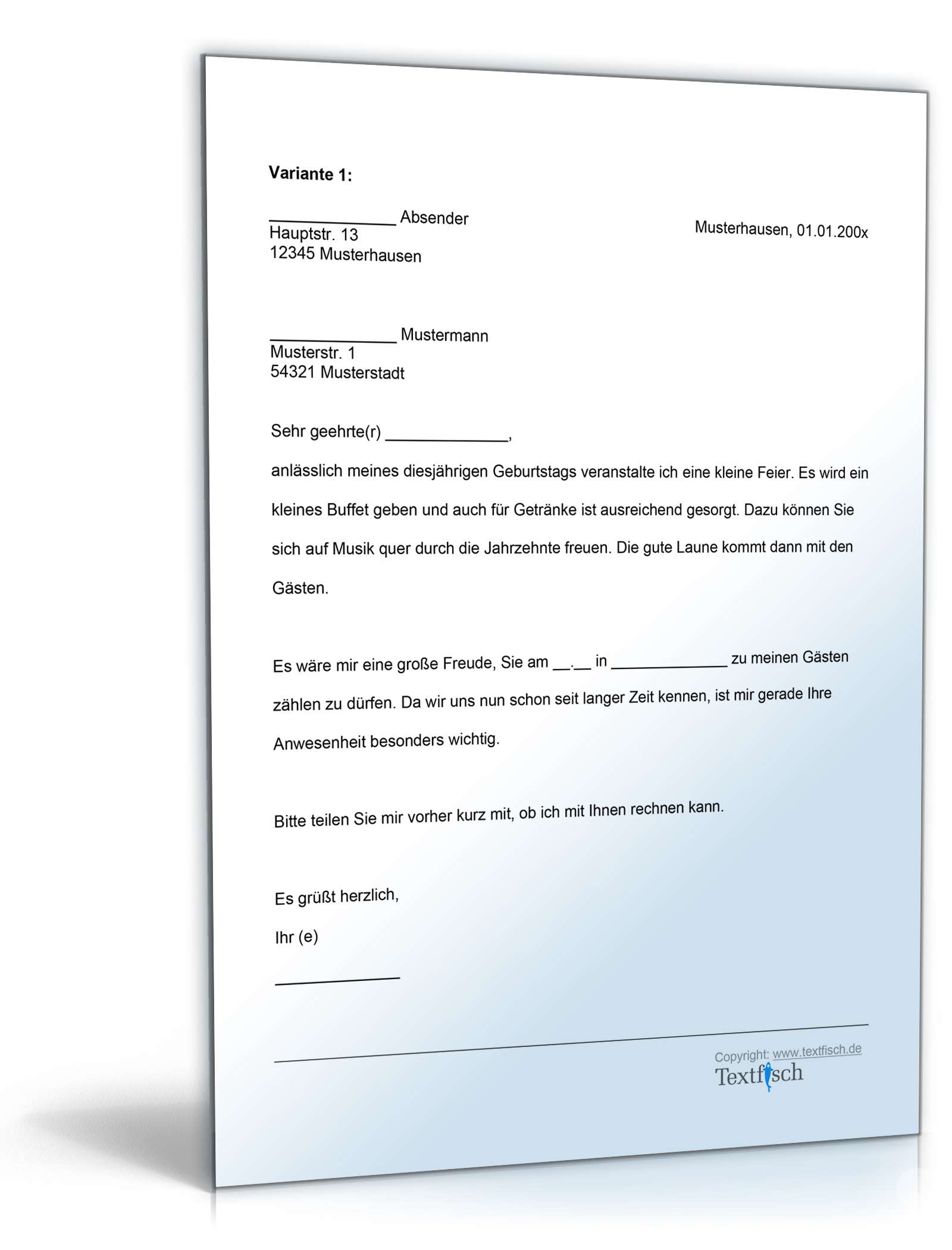 Einladung Geburtstag Geschäftspartner Word