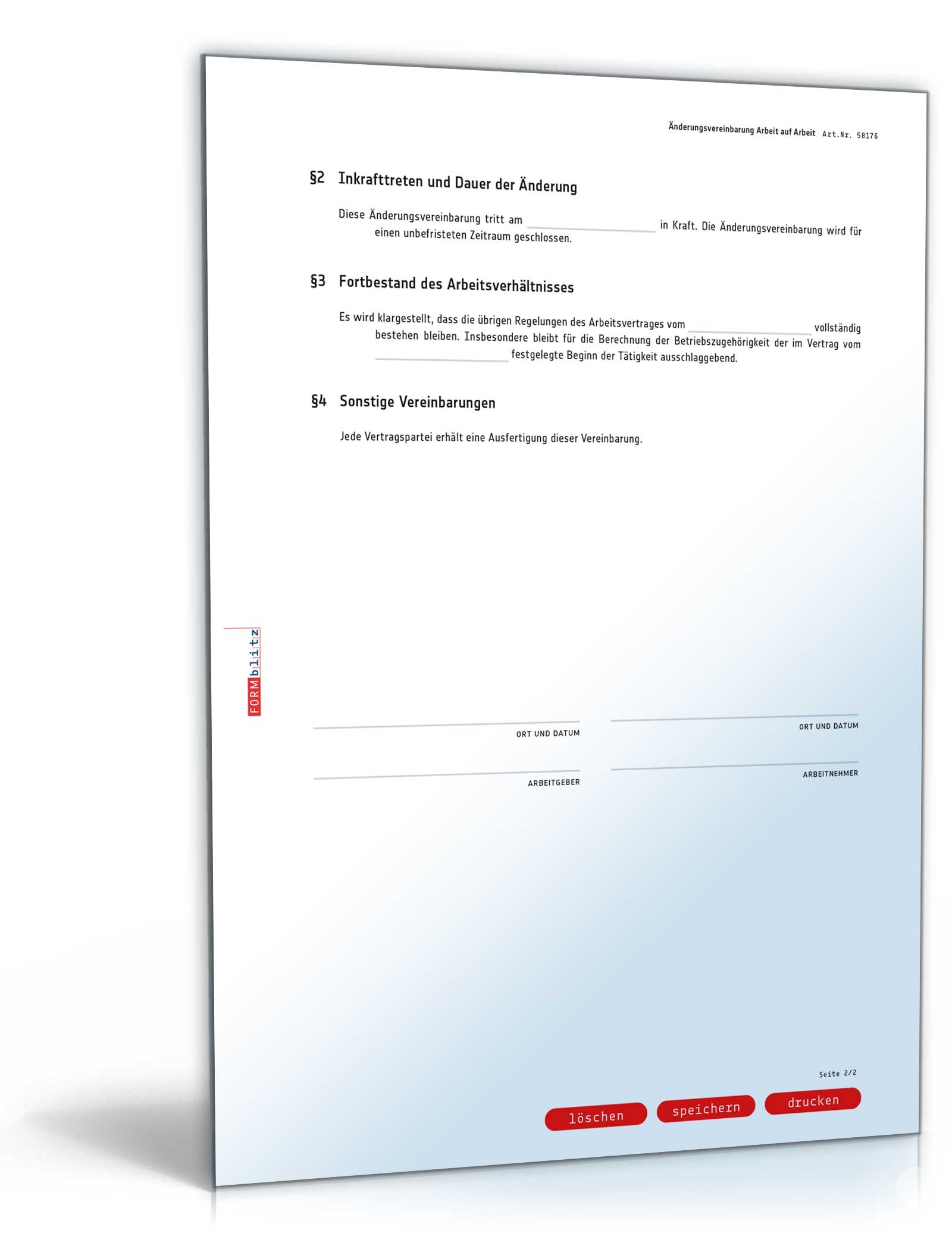 Änderungsvereinbarung Arbeit auf Abruf PDF. Seite: 2