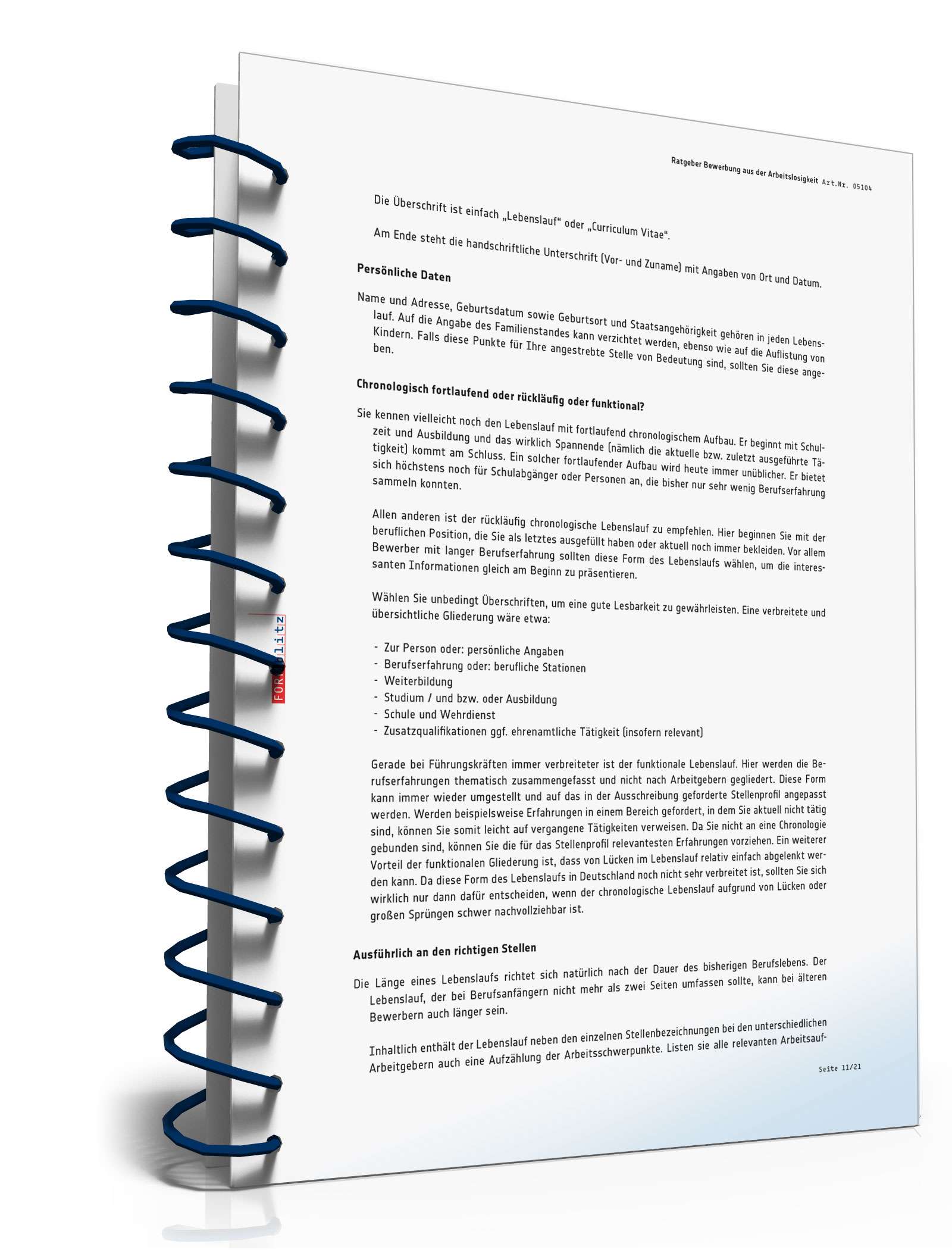 FORMBLITZ Ratgeber: "Bewerbung aus der Arbeitslosigkeit" PDF. Seite: 12