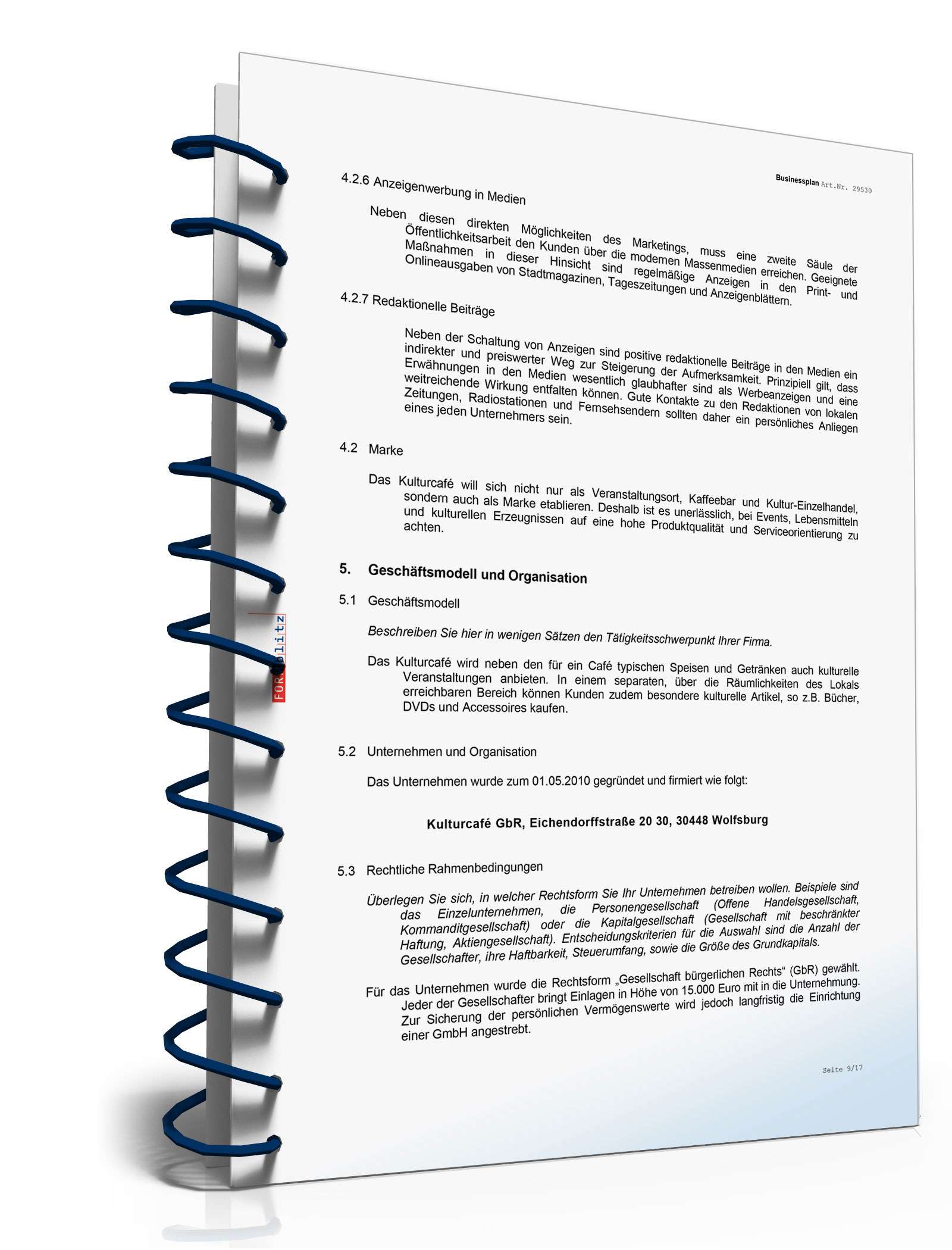 Businessplan Kulturcafé Excel. Seite: 14