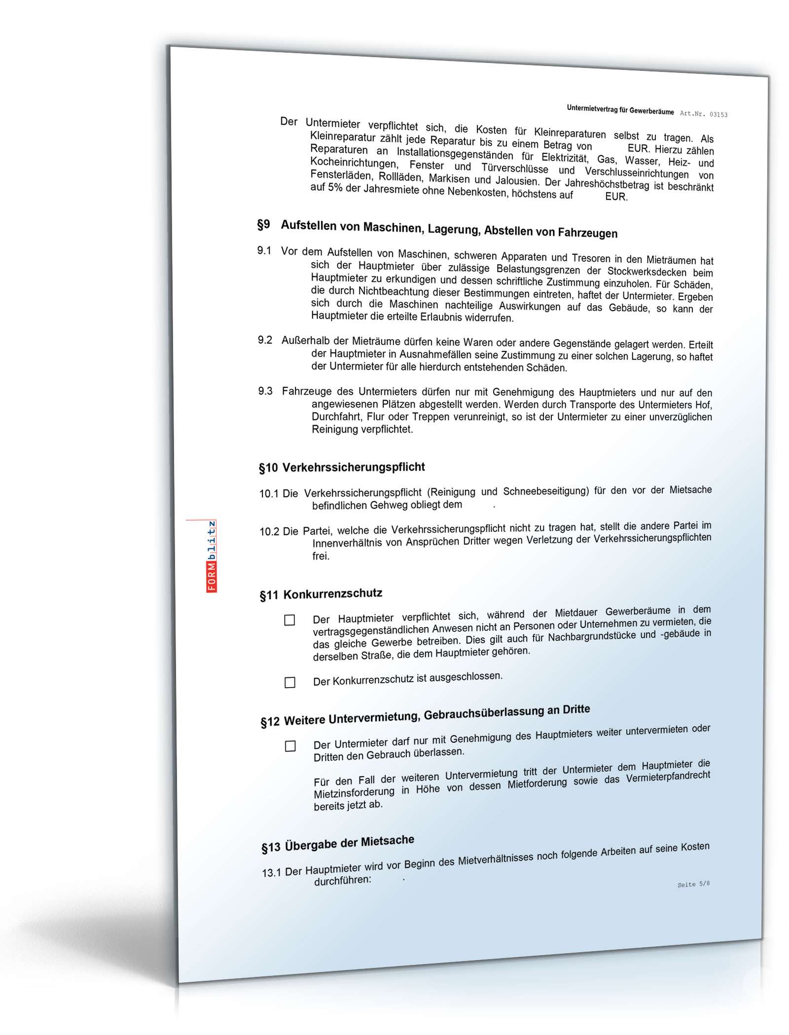 Vorteilspaket Untermietvertrag Gewerberäume Excel. Seite: 7