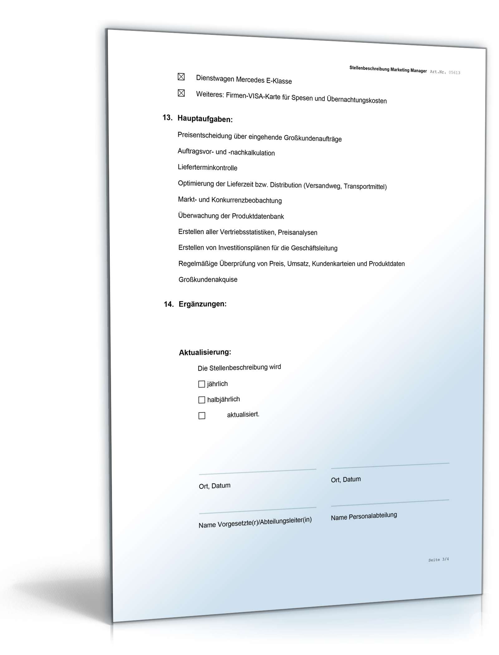 Stellenbeschreibung Marketing Manager Word. Seite: 3