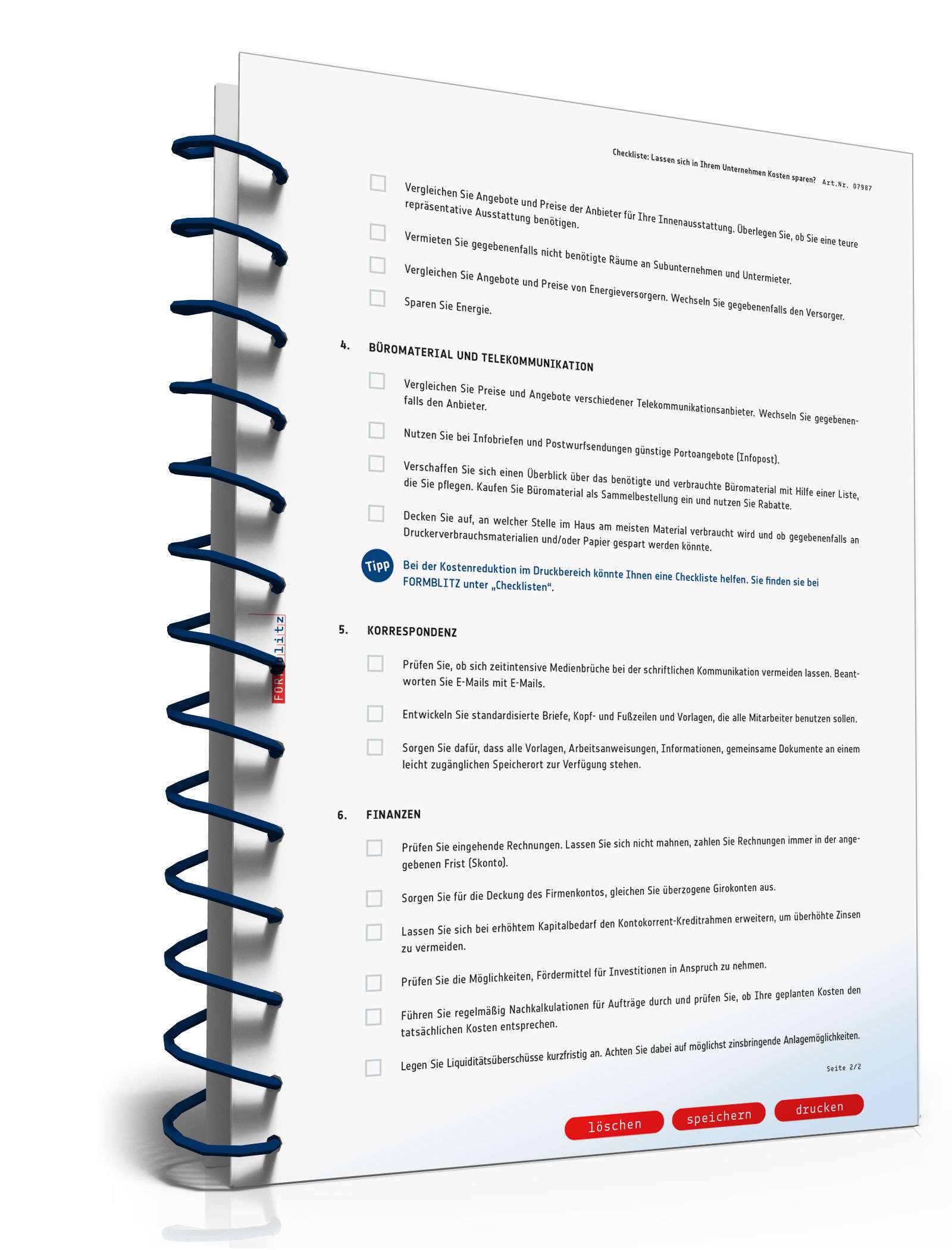 Checkliste Kosten Unternehmen  PDF. Seite: 2