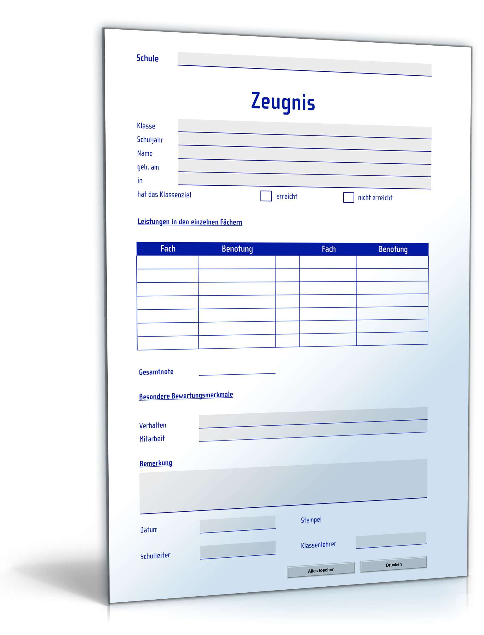 Schul- und Ausbildungszeugnis PDF