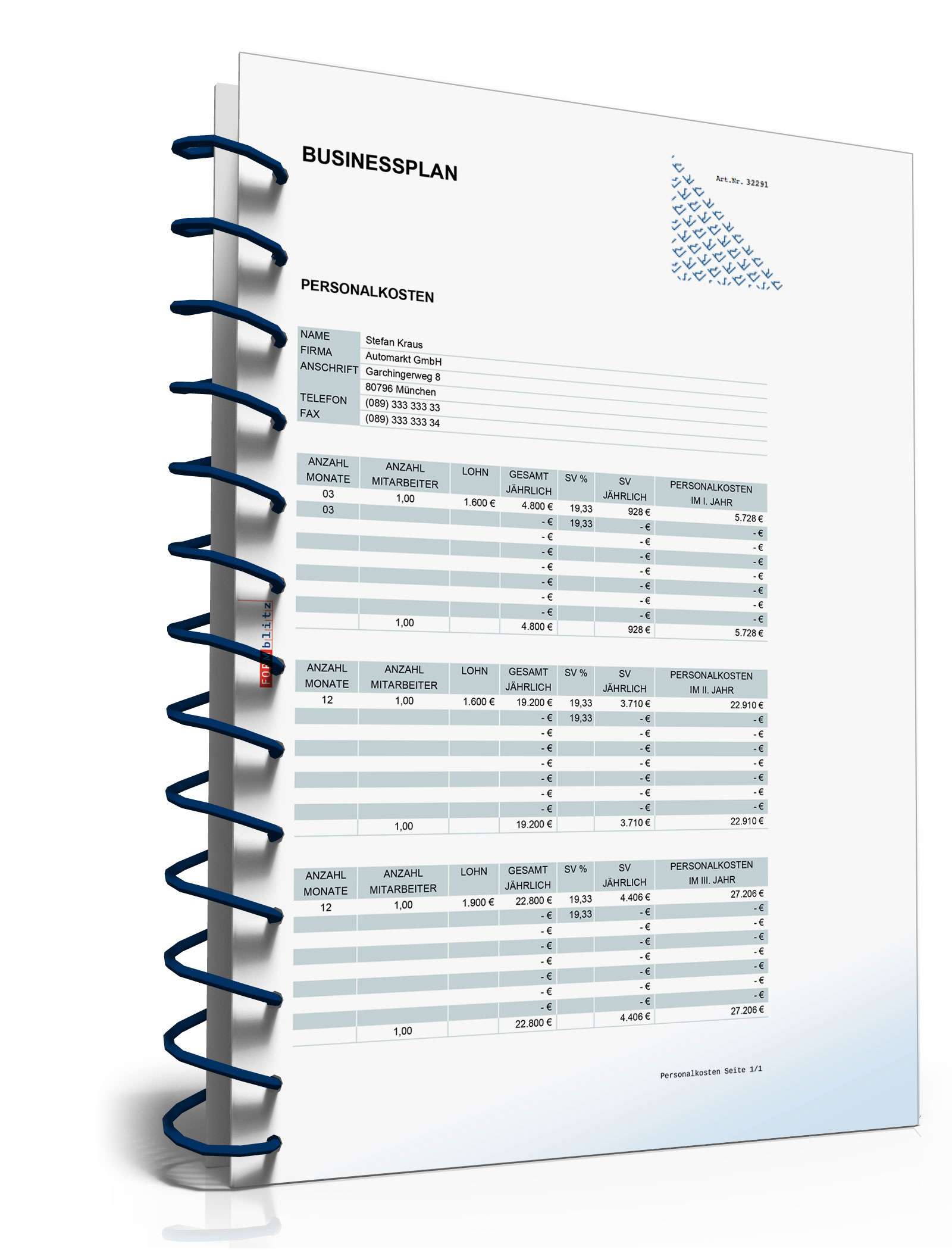 Businessplan Autohandel Excel. Seite: 27