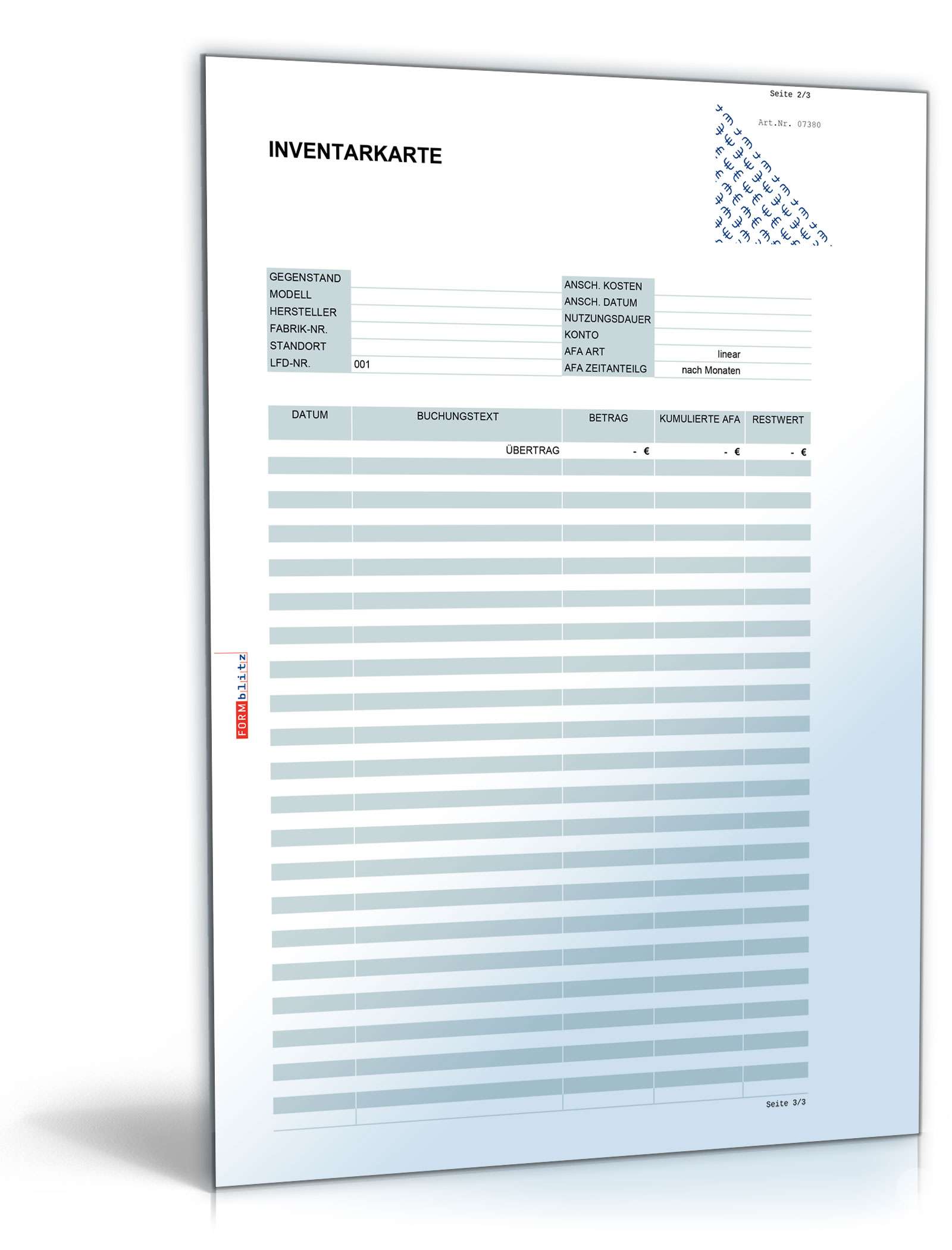 Inventarkarte Excel. Seite: 4