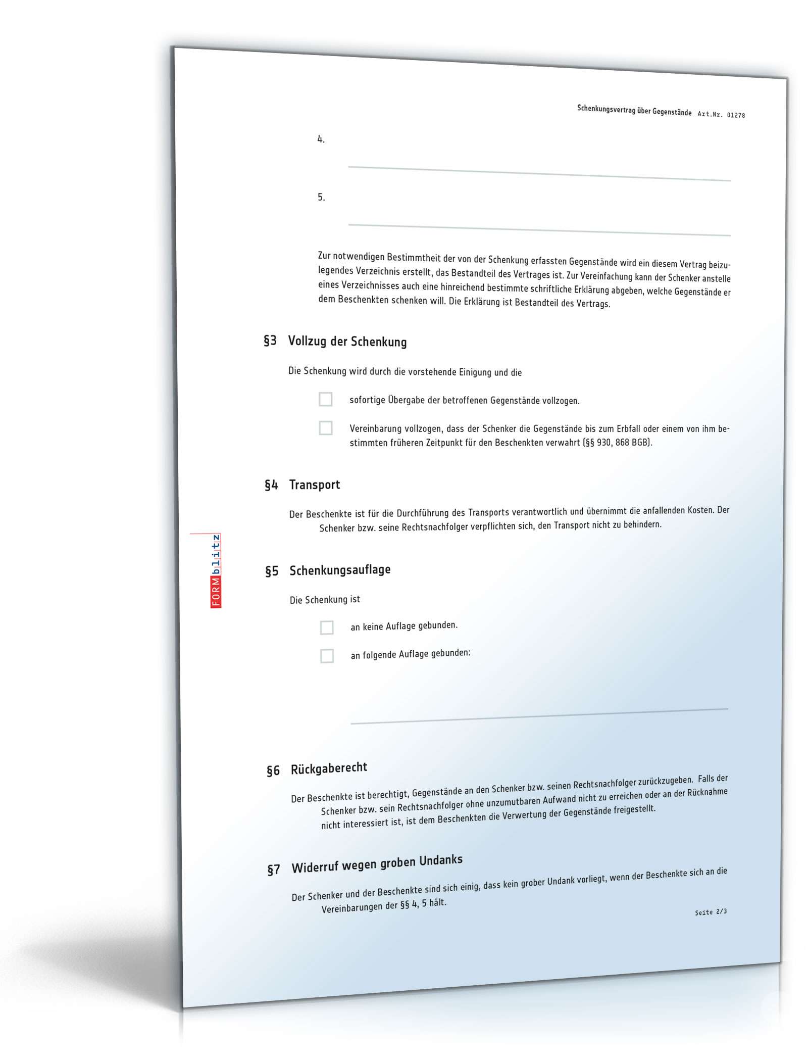 Schenkungsvertrag PDF. Seite: 2