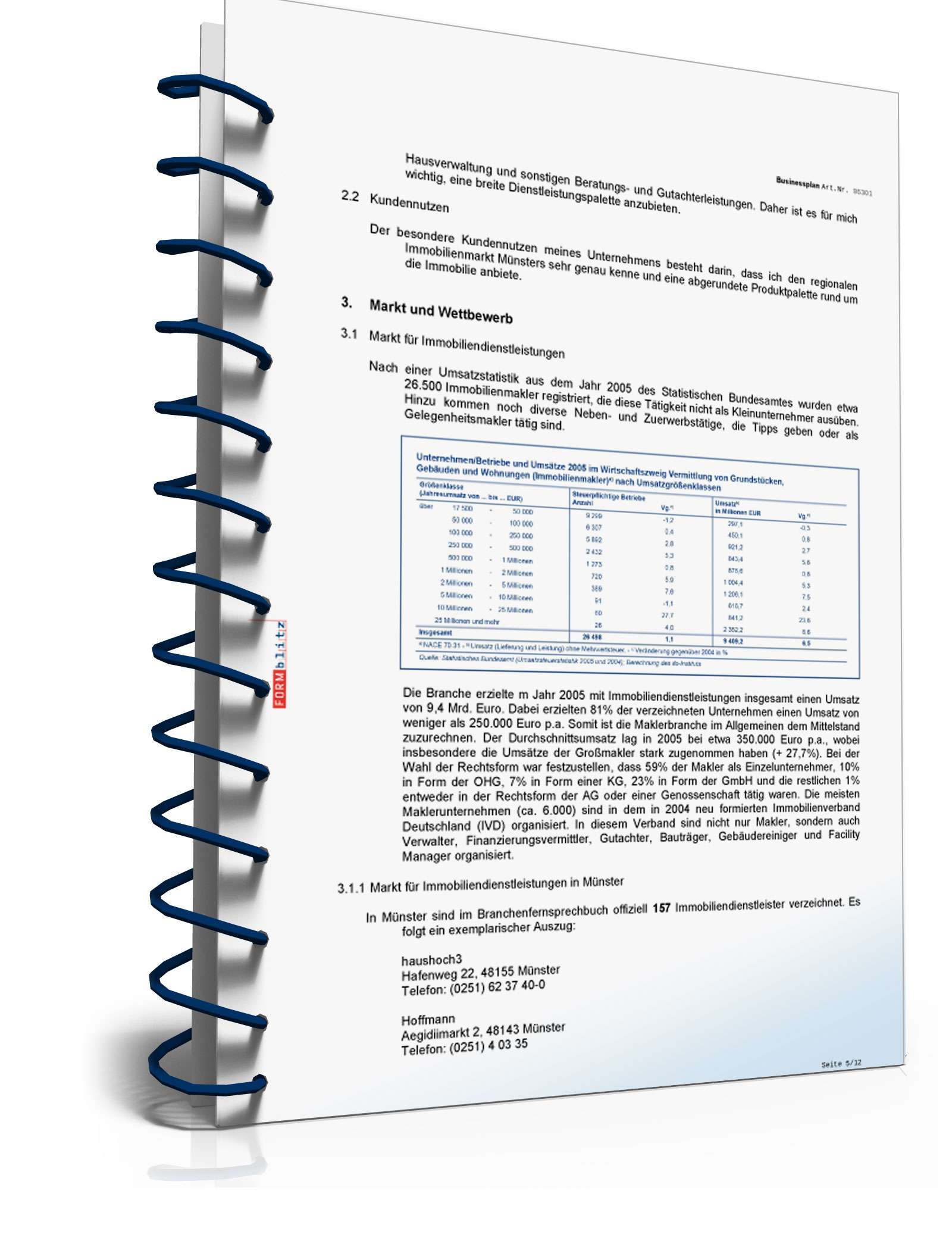 Businessplan Immobilienmaklerbüro Excel. Seite: 9