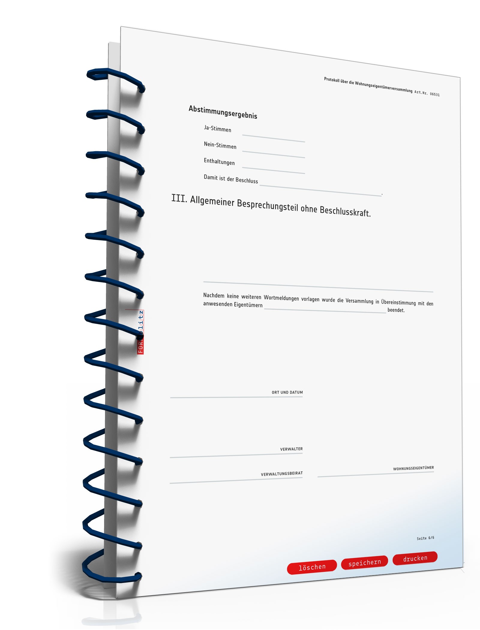 Protokoll Wohnungseigentümerversammlung PDF. Seite: 6