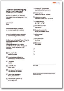 Reisebescheinigung Diabetiker Word