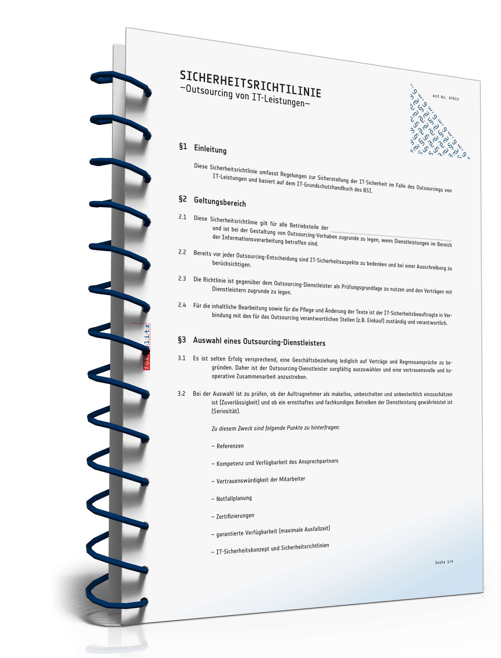 Sicherheitsrichtlinie Outsourcing von IT-Leistungen PDF. Seite: 2