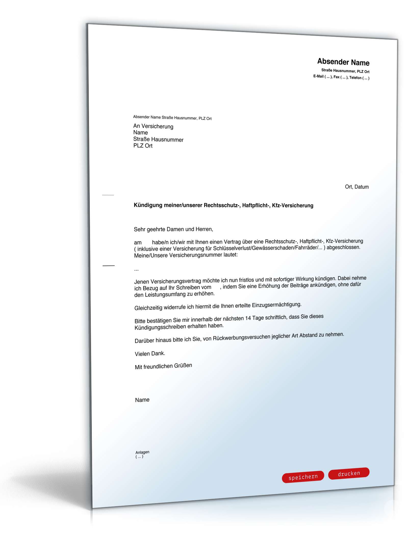 Außerordentliche Kündigung Versicherung  PDF